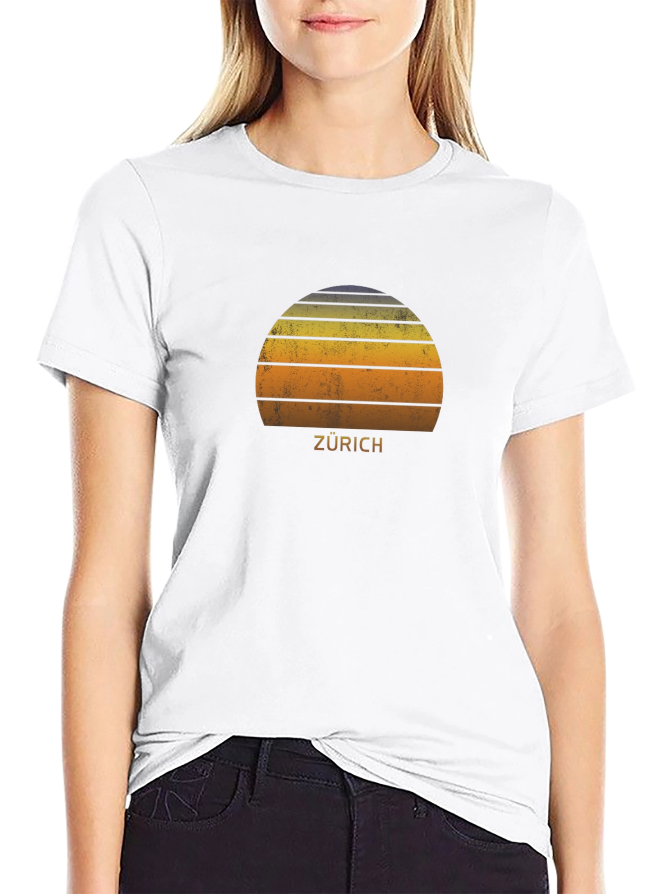 Zurich Retro Sunset T-Shirt - Stylish City Souvenir