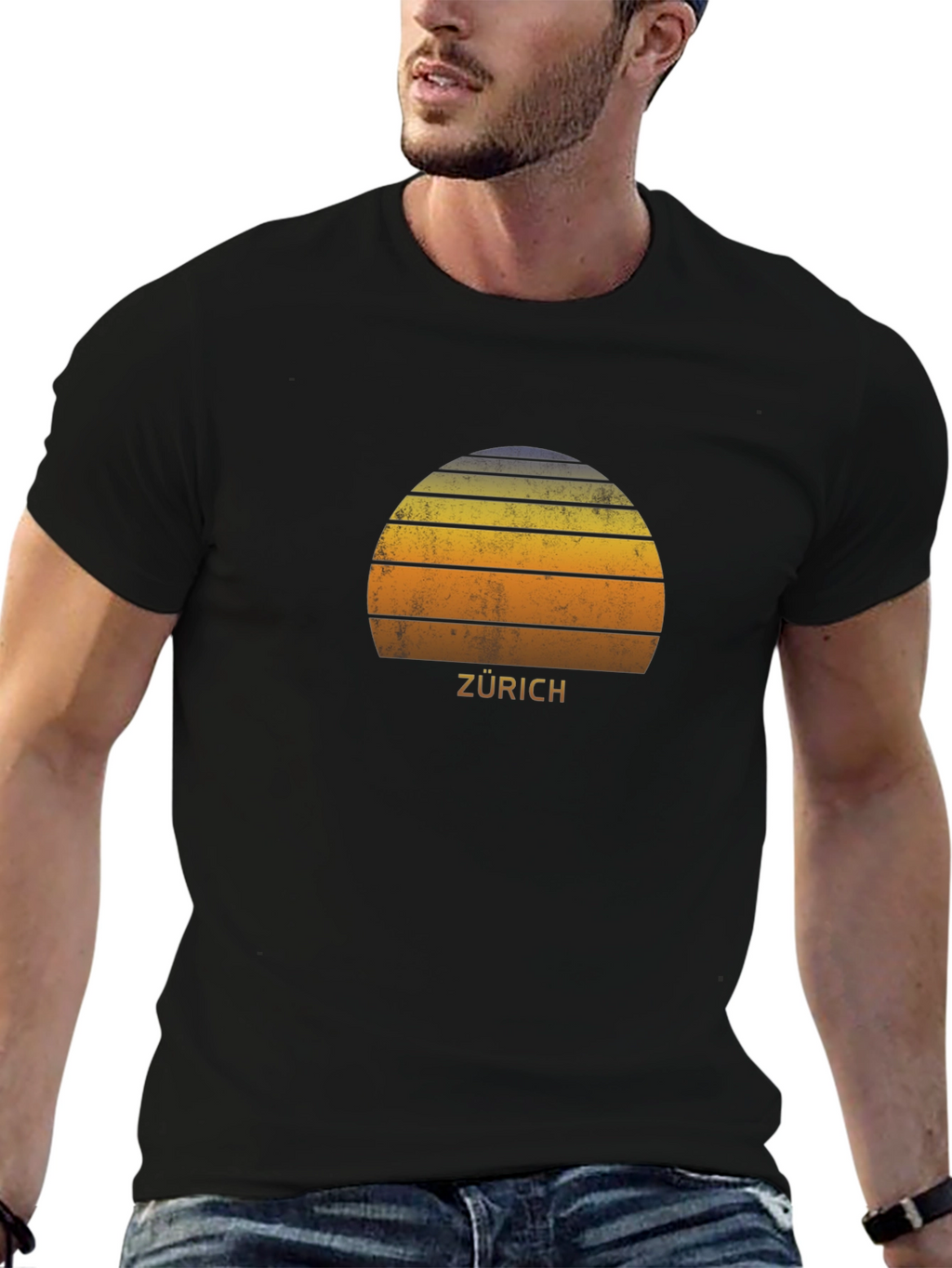 Zurich Retro Sunset T-Shirt - Stylish City Souvenir