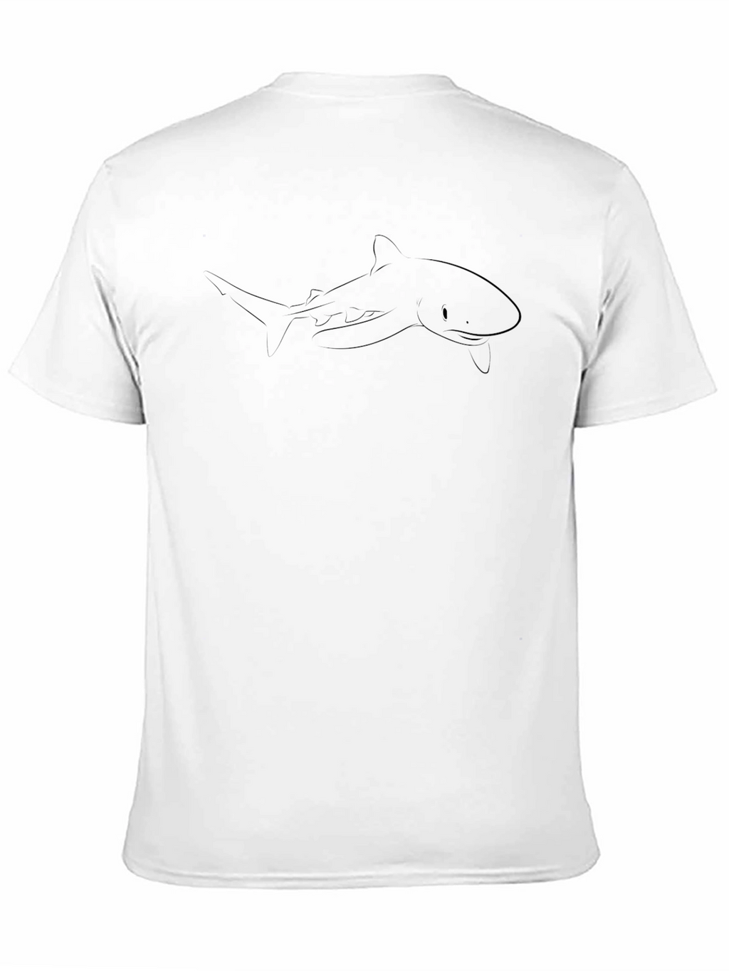Black Shark Outline T-Shirt - Mens Casual Tee