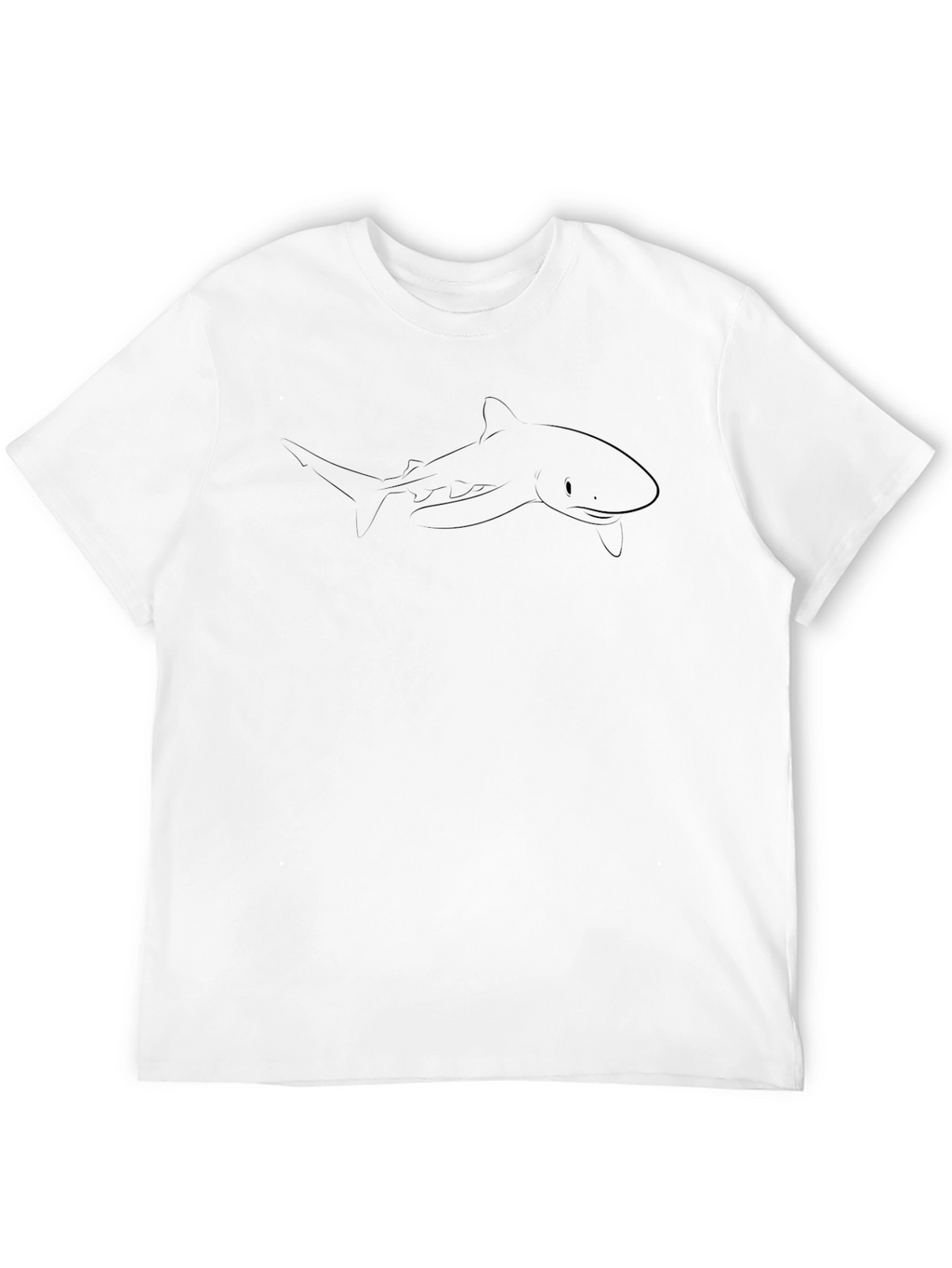 Black Shark Outline T-Shirt - Mens Casual Tee