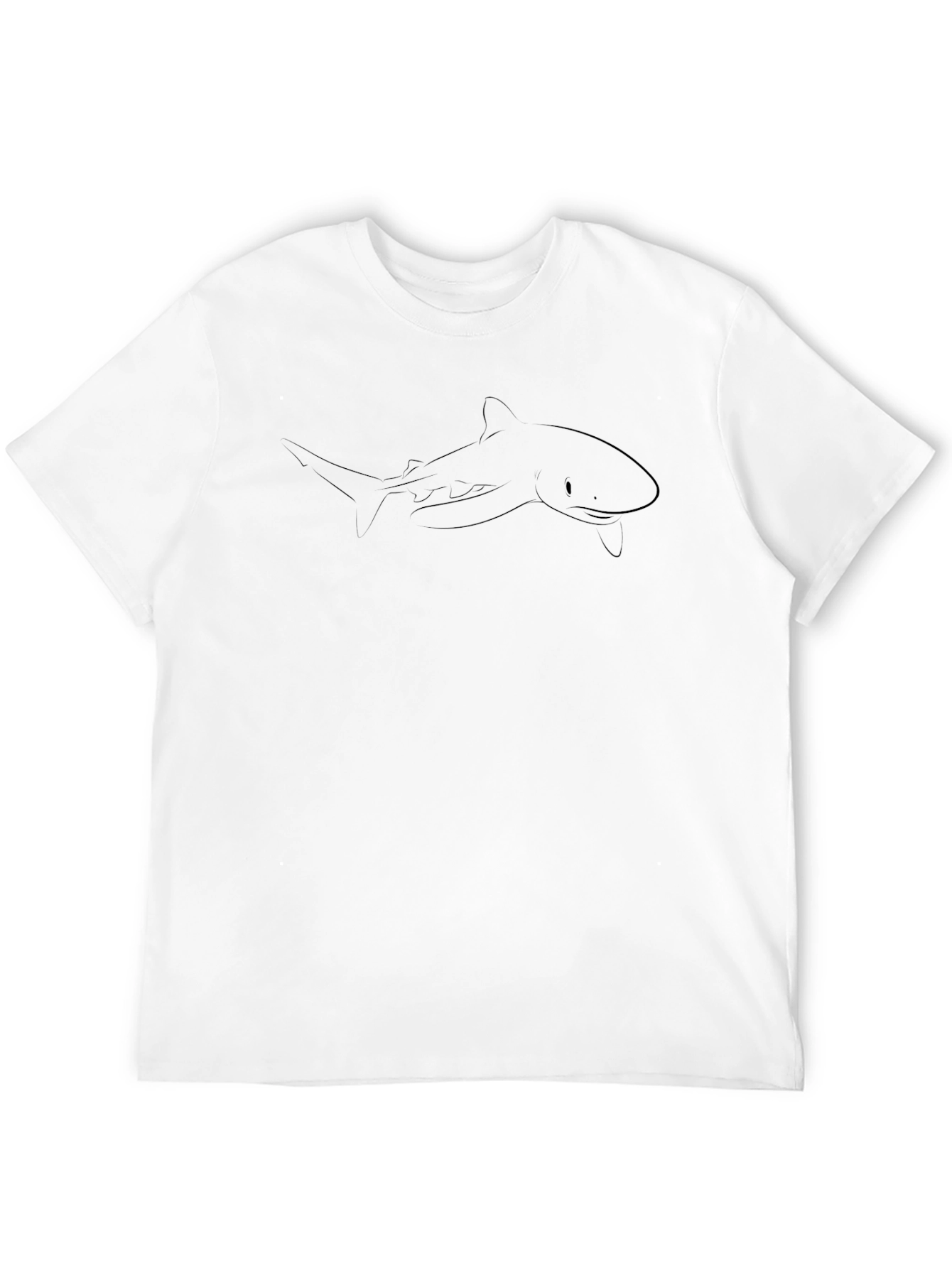 Black Shark Outline T-Shirt - Mens Casual Tee