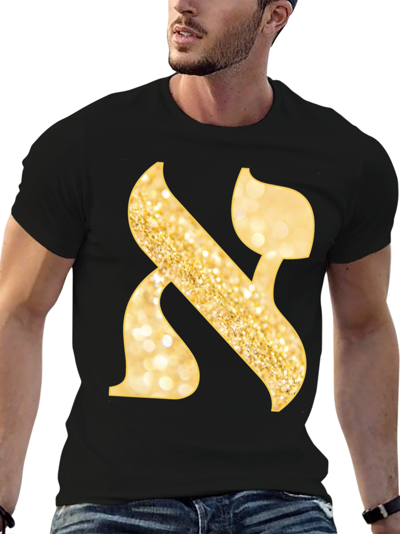 Aleph T-Shirt - Gold Glitter Design