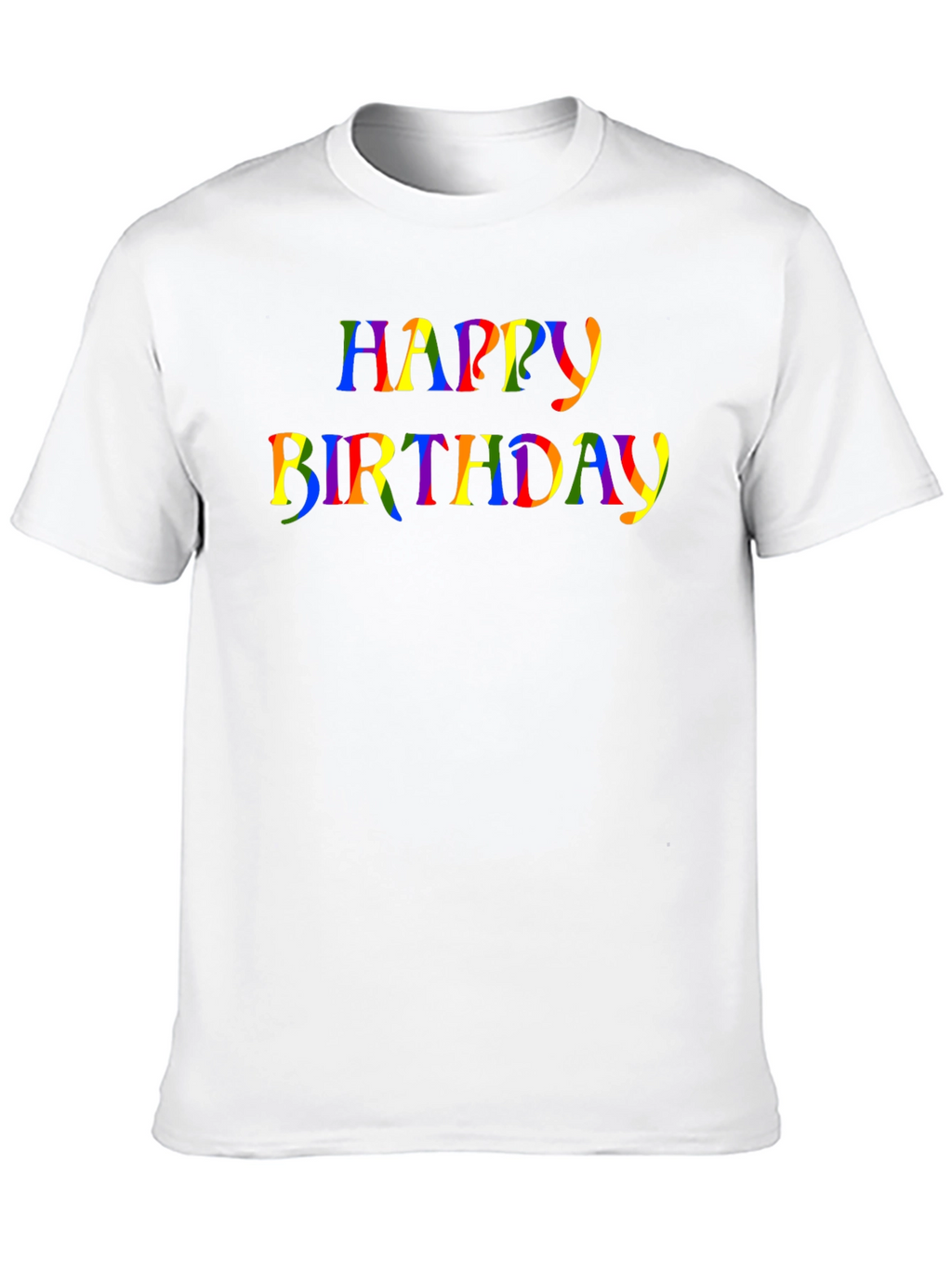 Rainbow Happy Birthday Graphic Black T-Shirt