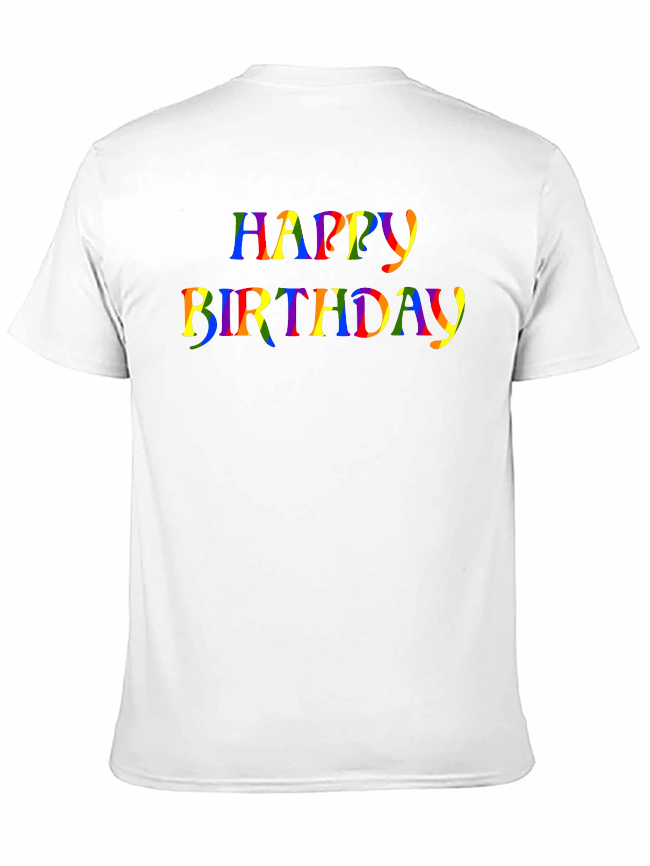 Rainbow Happy Birthday Graphic Black T-Shirt