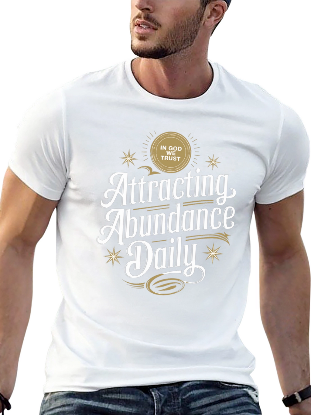 Attracting Abundance Daily Black Graphic T-Shirt