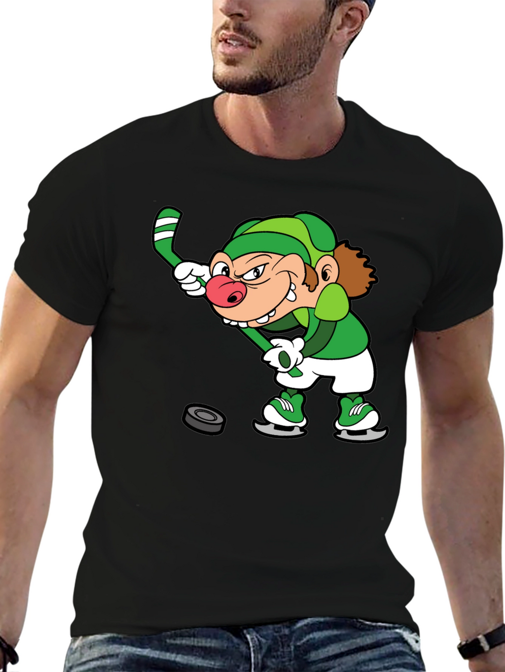 Leprechaun Hockey Black T-Shirt