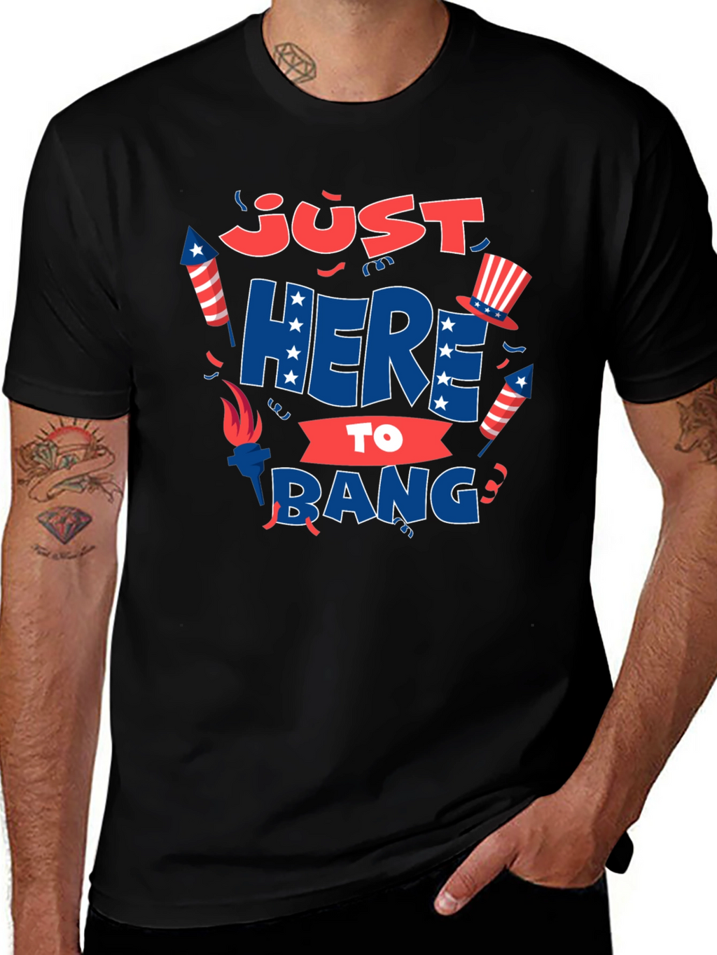 Just Here to Bang T-Shirt 4th of July