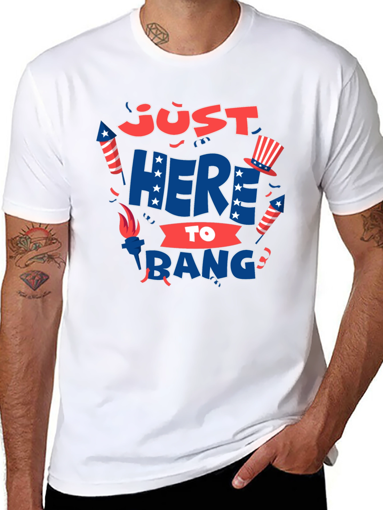Just Here to Bang T-Shirt 4th of July