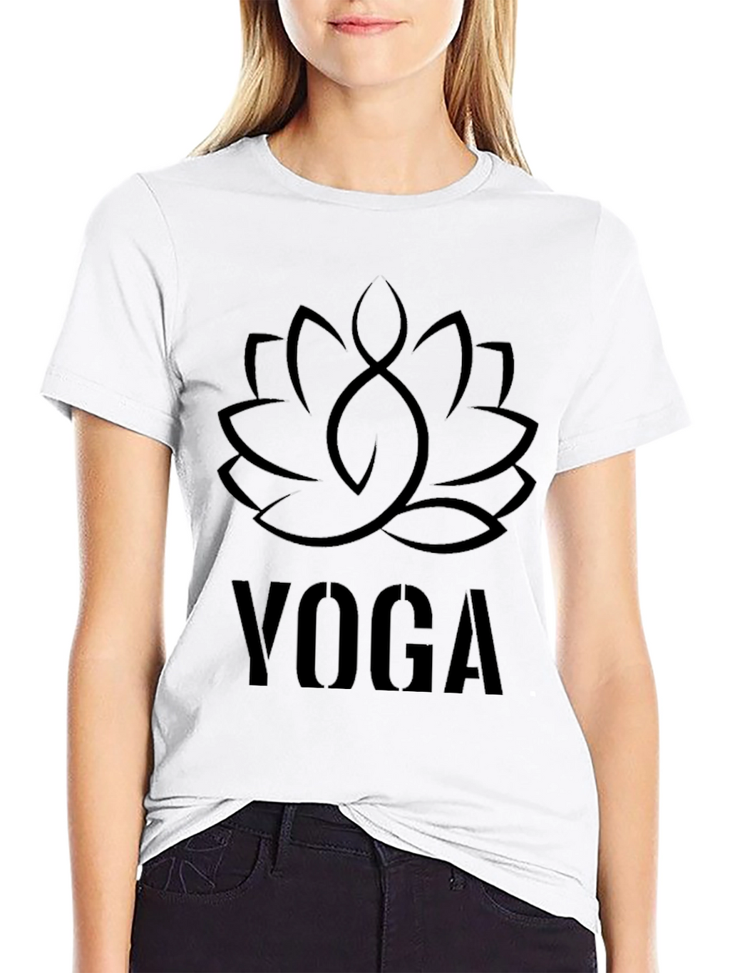 Black Yoga Lotus Flower T-Shirt
