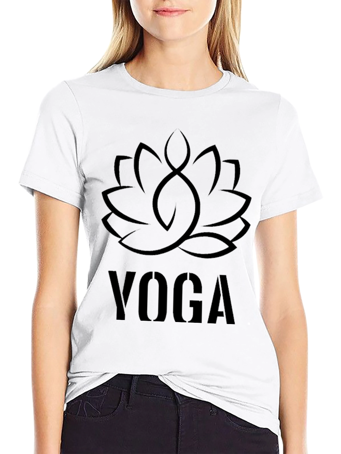 Black Yoga Lotus Flower T-Shirt