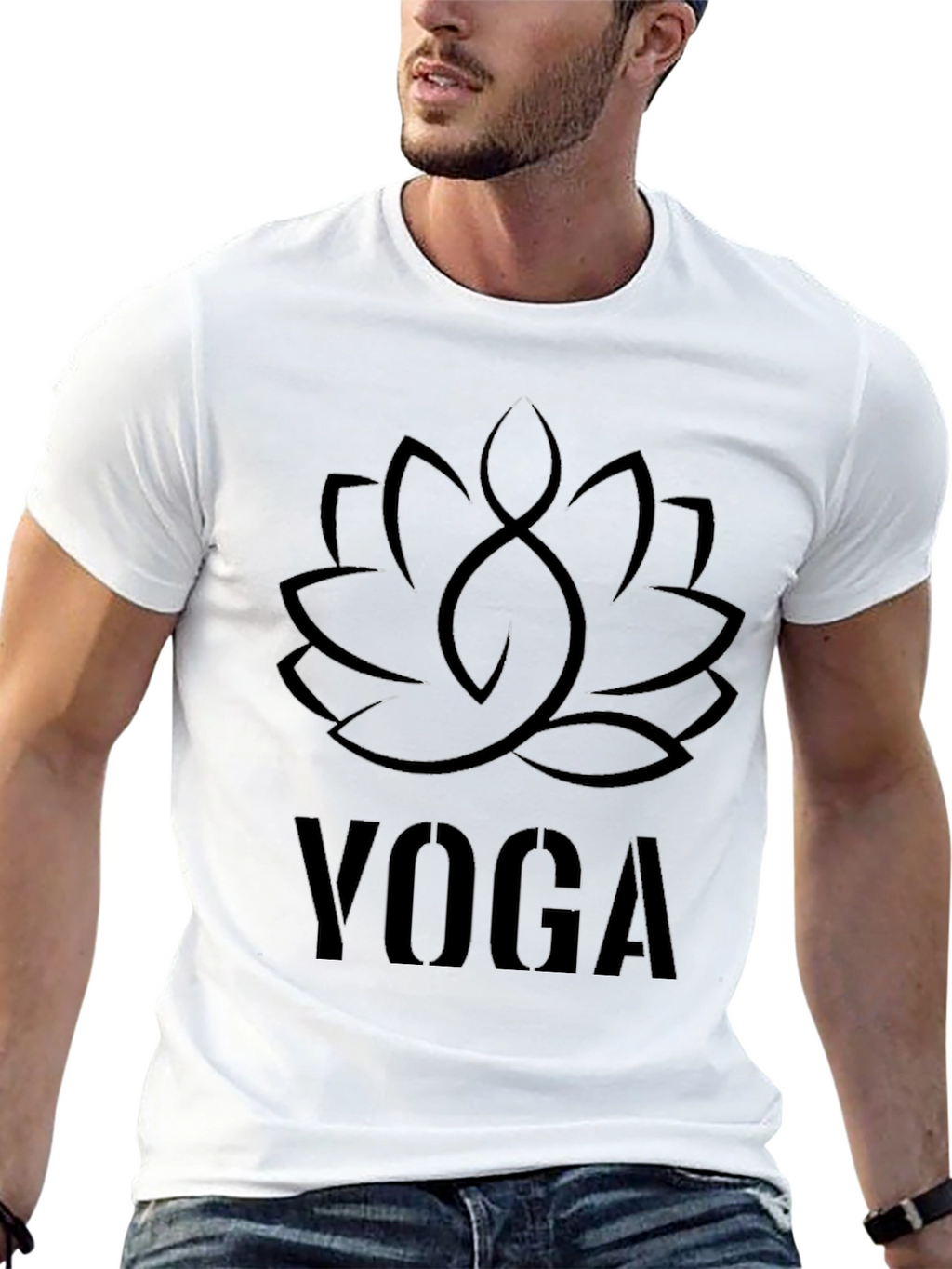 Black Yoga Lotus Flower T-Shirt