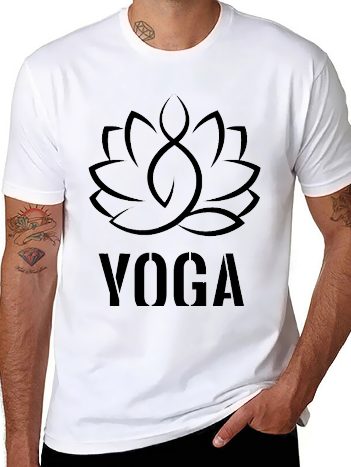 Black Yoga Lotus Flower T-Shirt