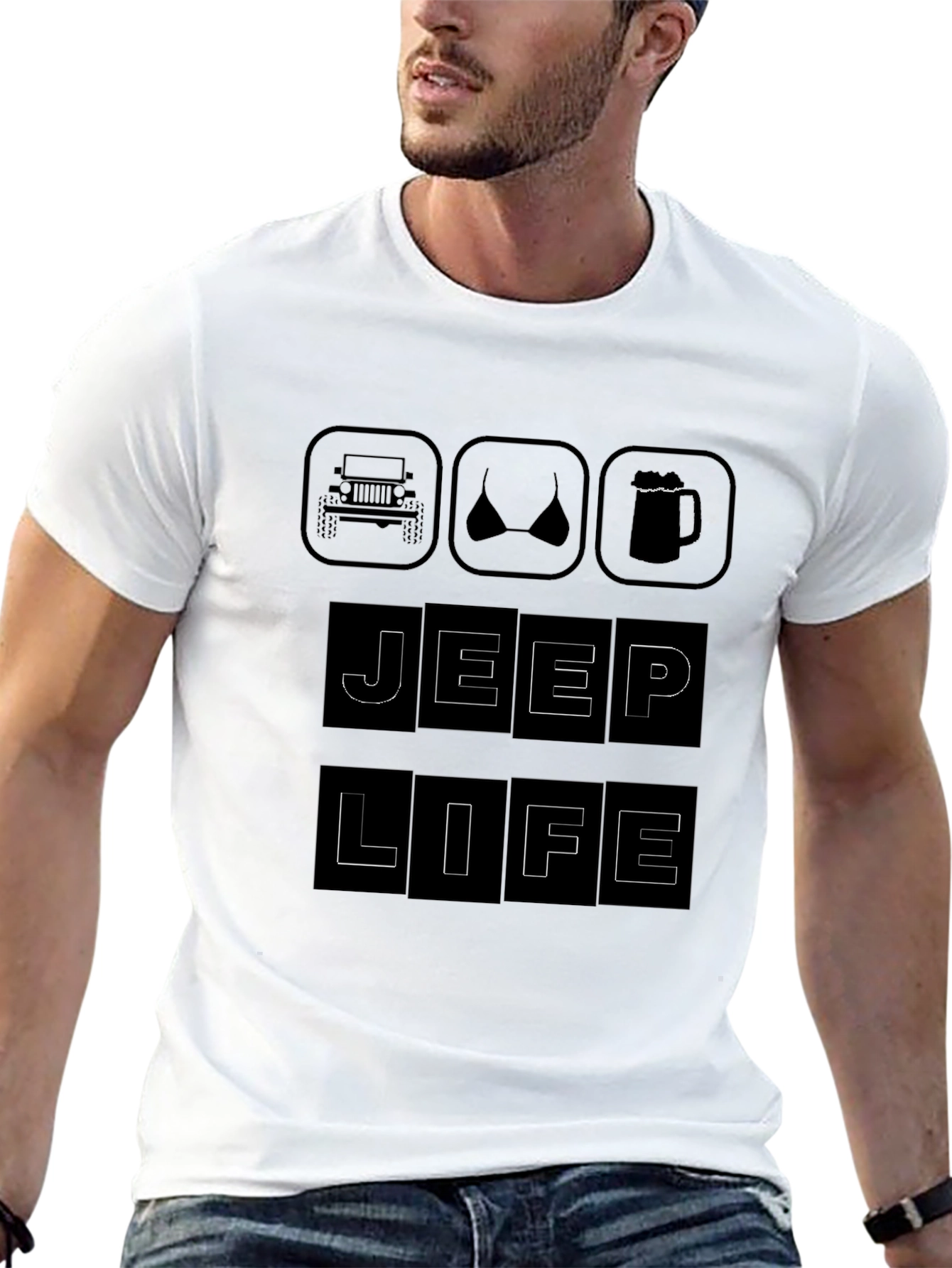 Jeep Life T-Shirt - Car Bikini Beer Design