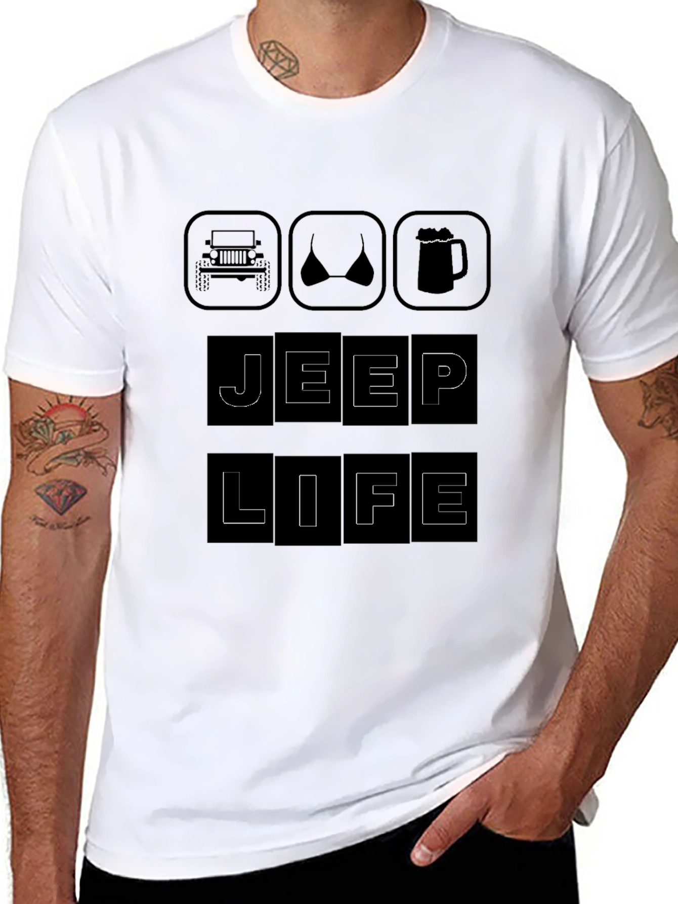 Jeep Life T-Shirt - Car Bikini Beer Design