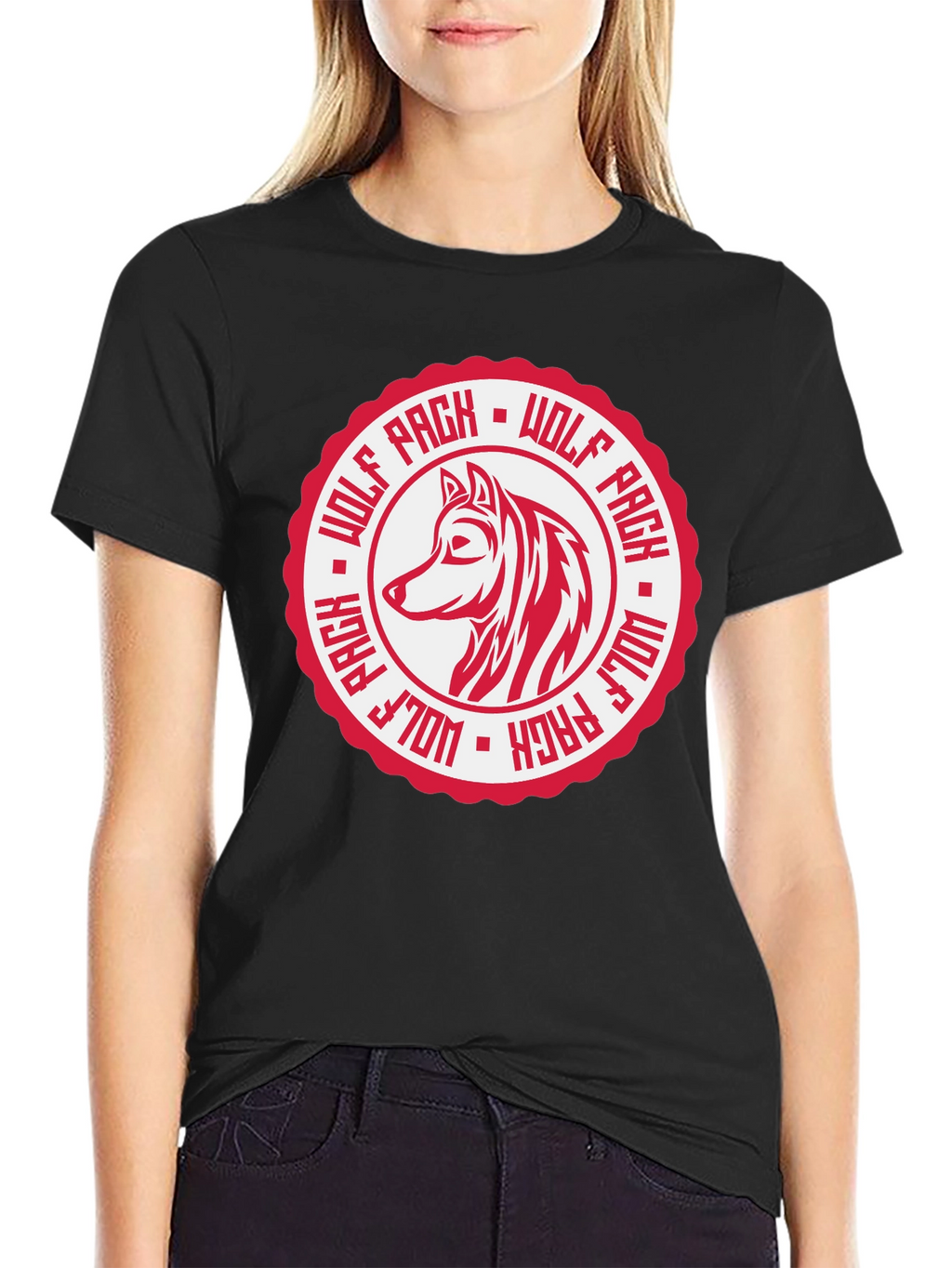 Wolf Pack Graphic Tee - Black Cotton T-Shirt