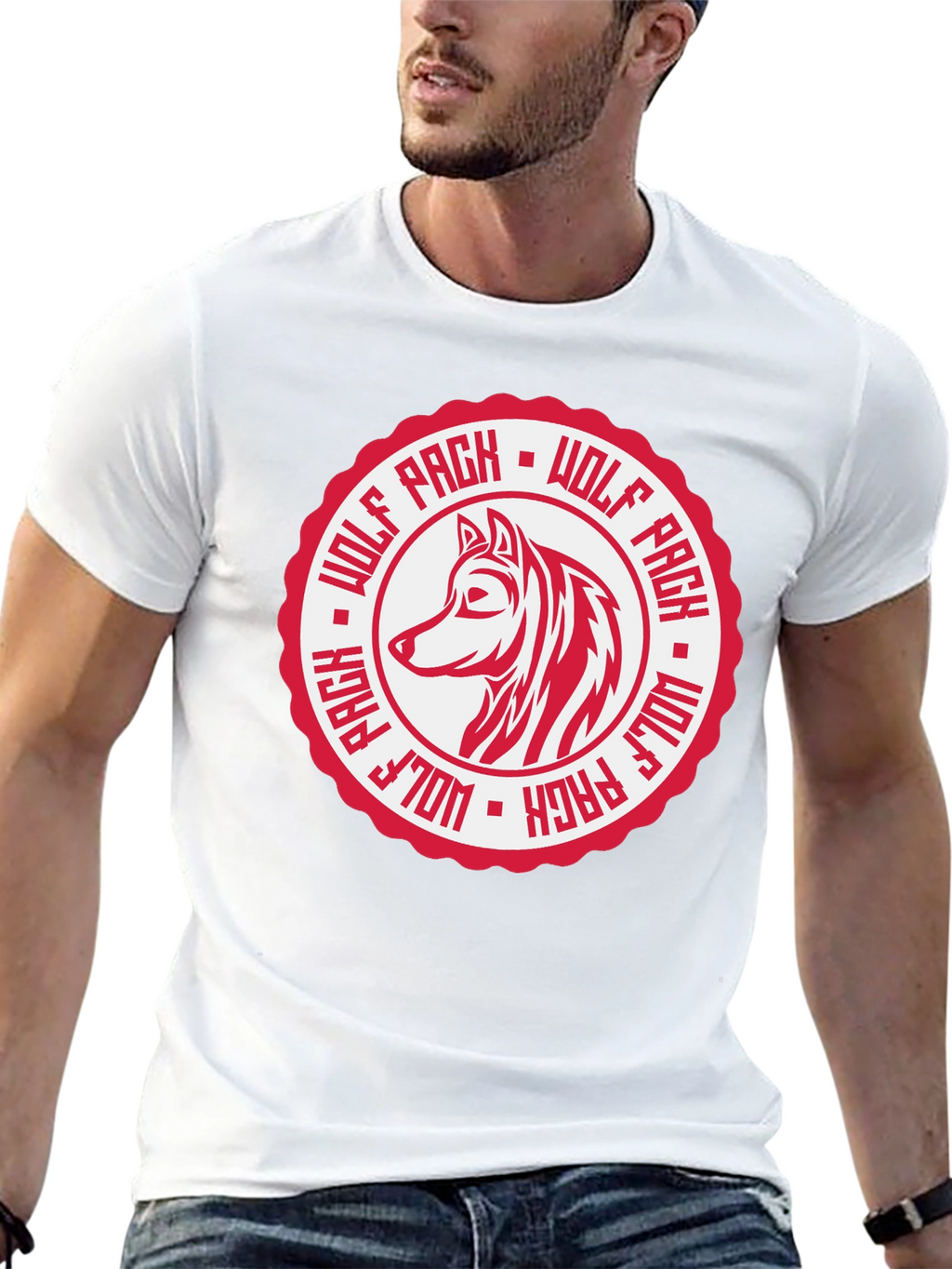 Wolf Pack Graphic Tee - Black Cotton T-Shirt