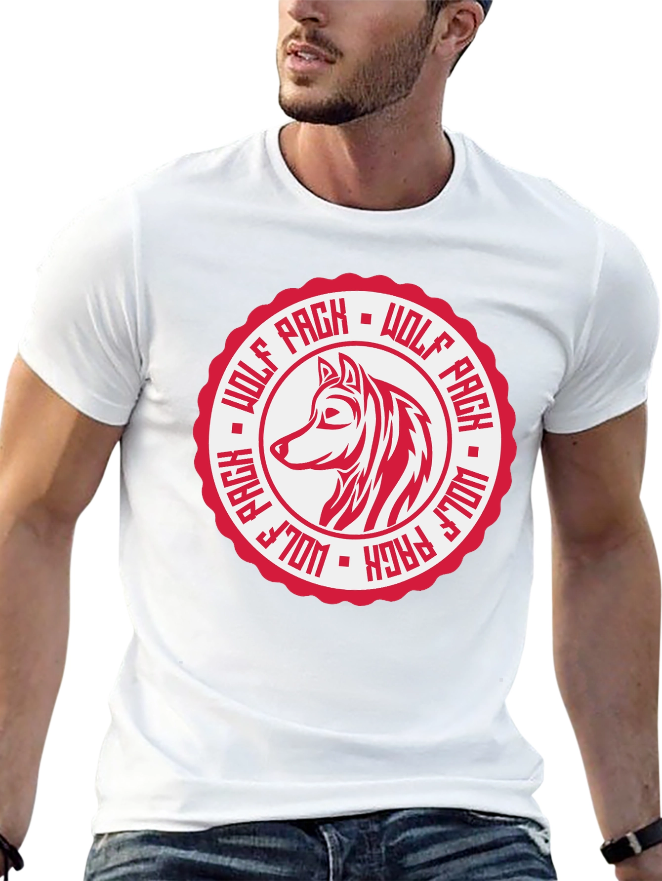 Wolf Pack Graphic Tee - Black Cotton T-Shirt