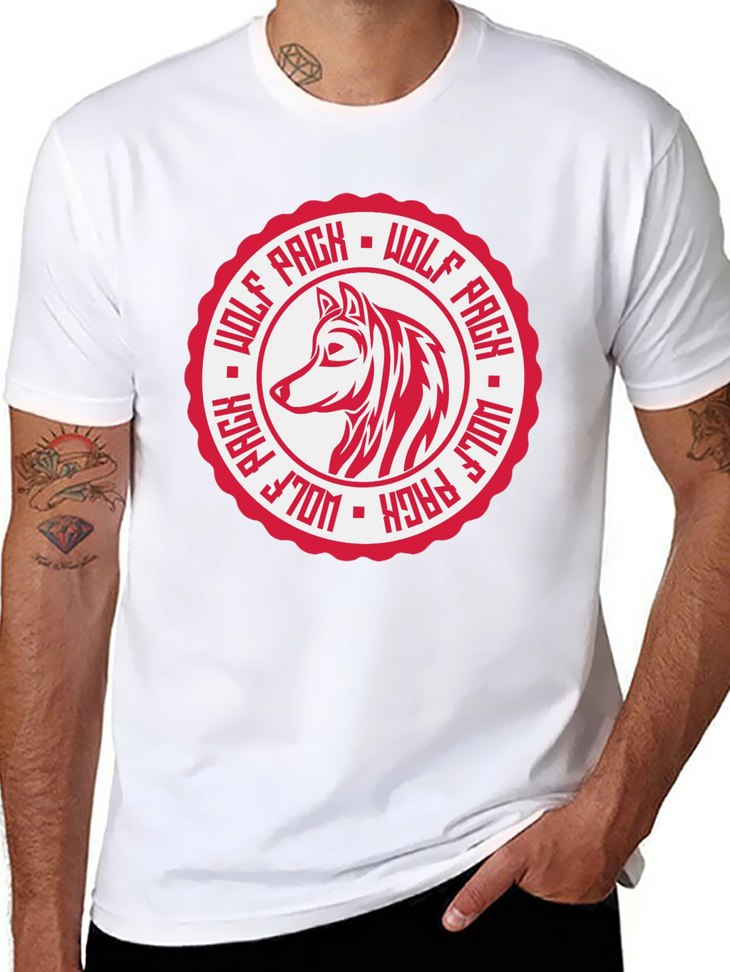 Wolf Pack Graphic Tee - Black Cotton T-Shirt