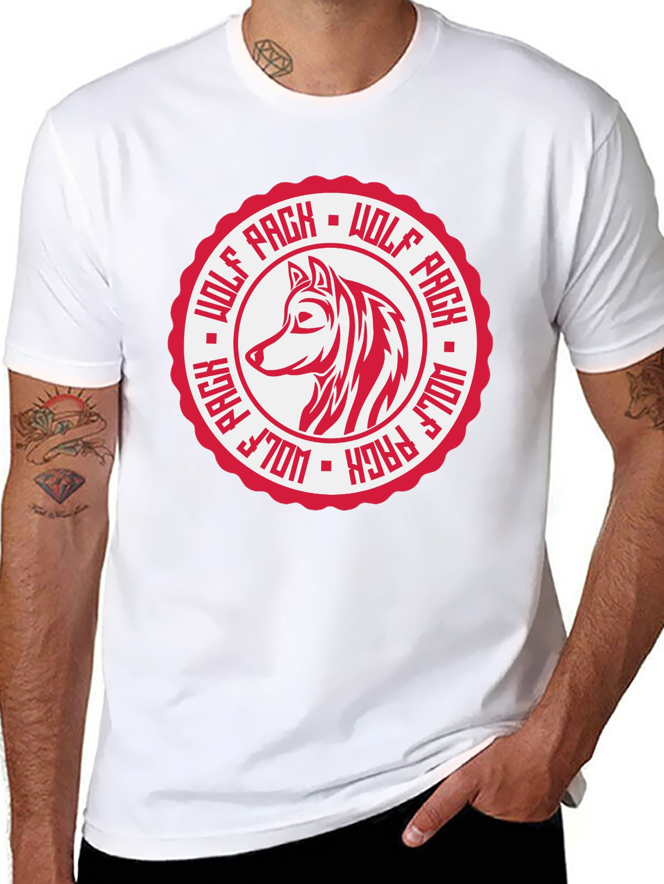 Wolf Pack Graphic Tee - Black Cotton T-Shirt