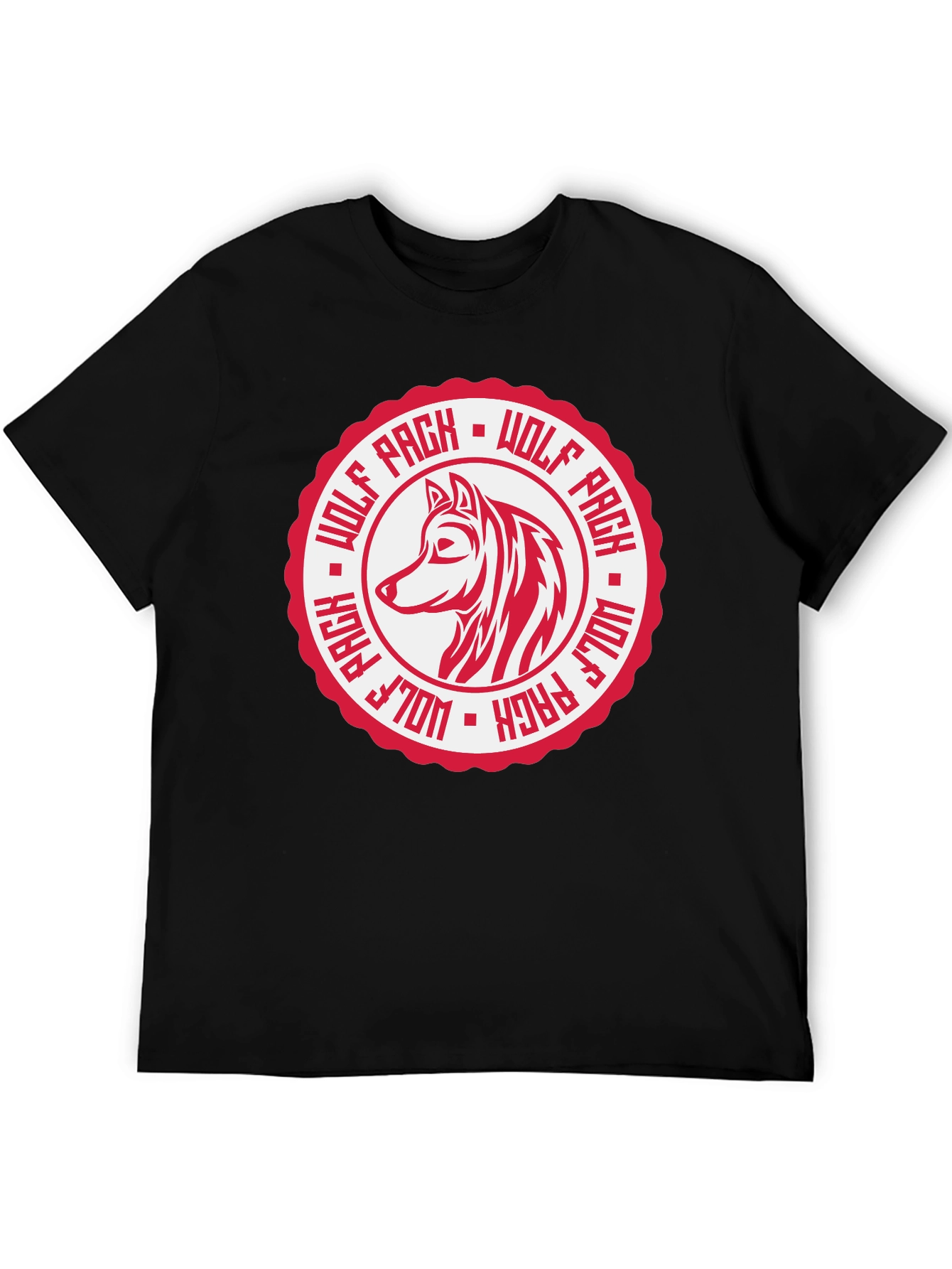 Wolf Pack Graphic Tee - Black Cotton T-Shirt