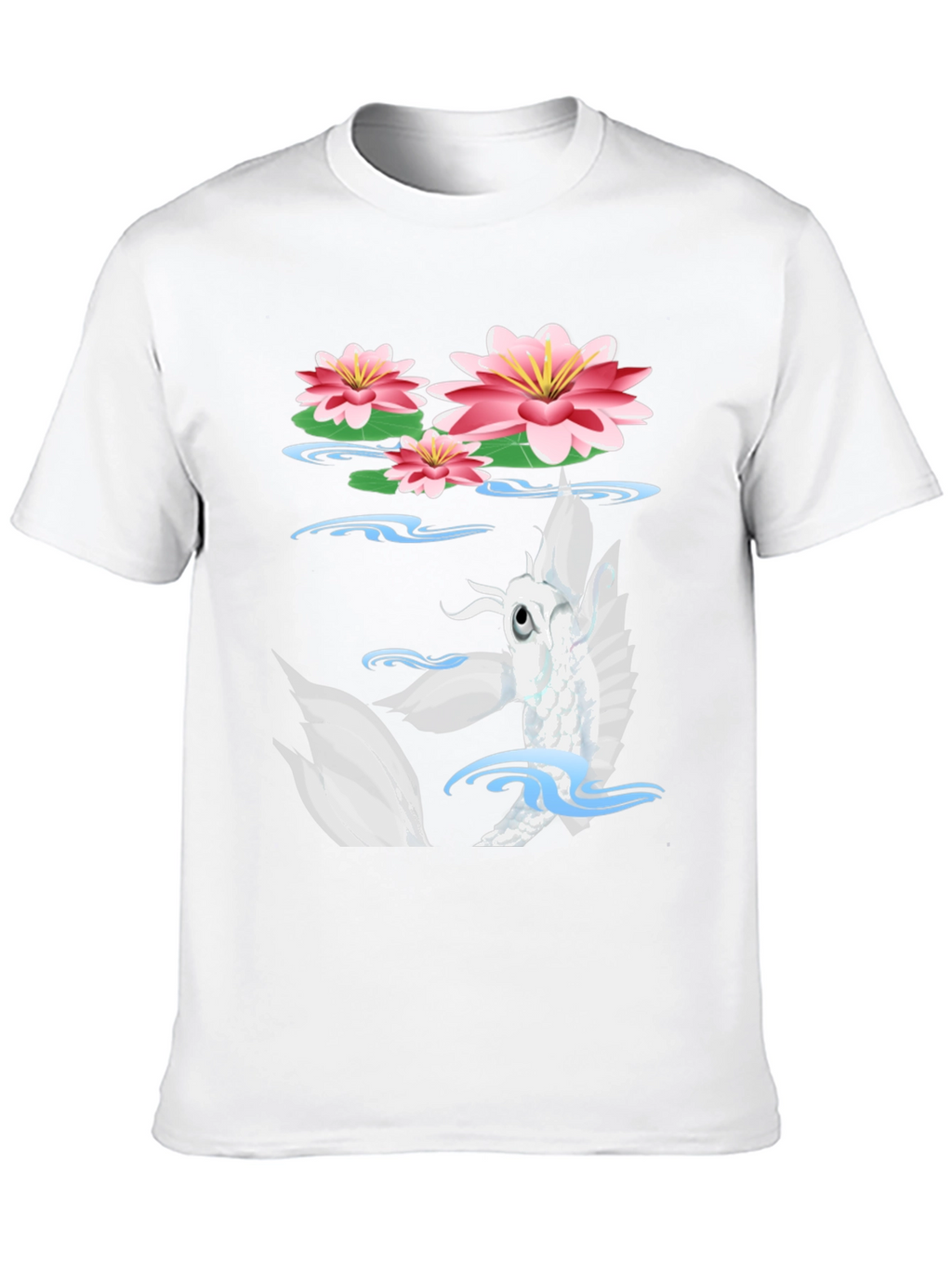 Koi Fish Lotus Pond Graphic Tee - Black
