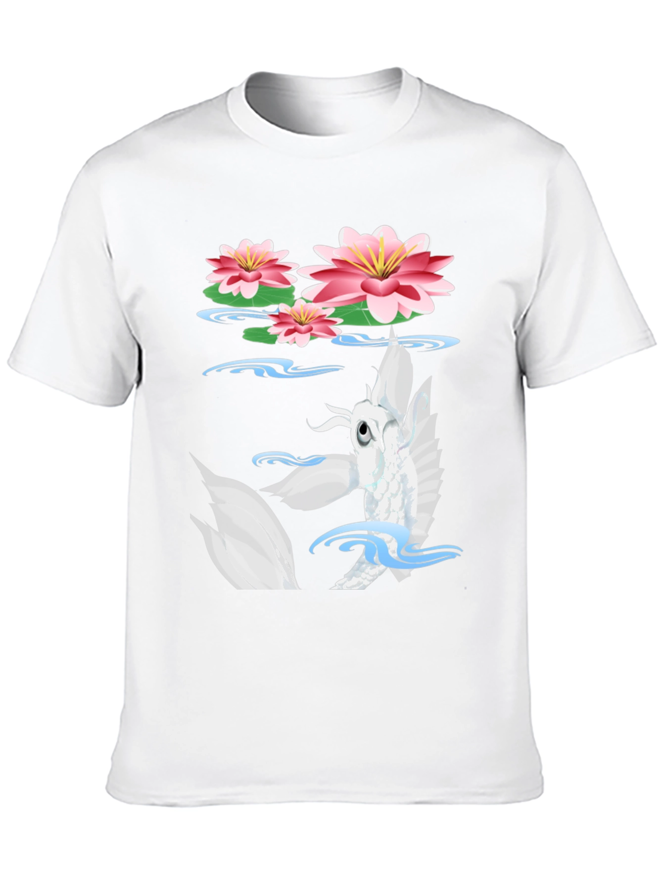 Koi Fish Lotus Pond Graphic Tee - Black