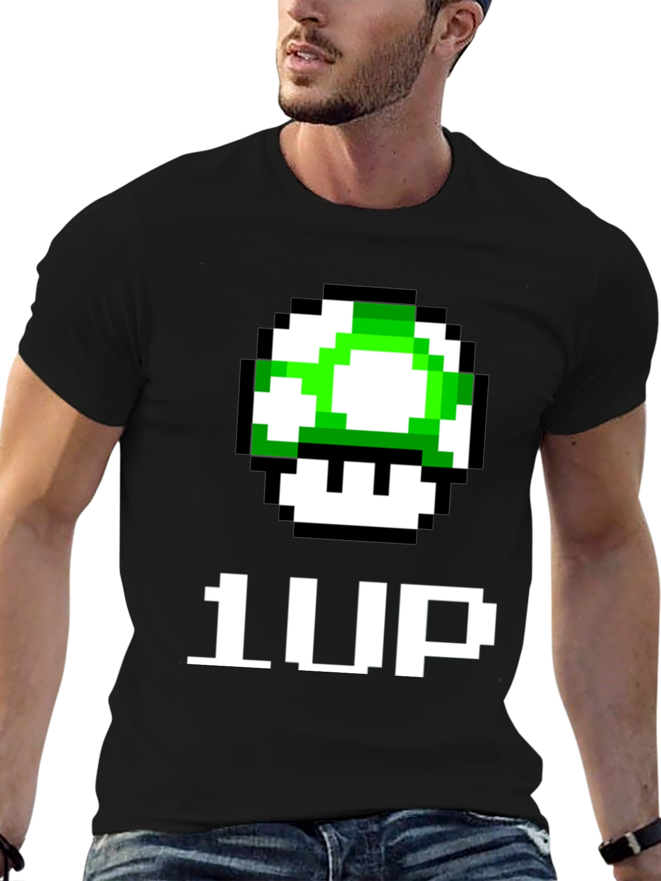 1-Up Pixel Art Black T-Shirt