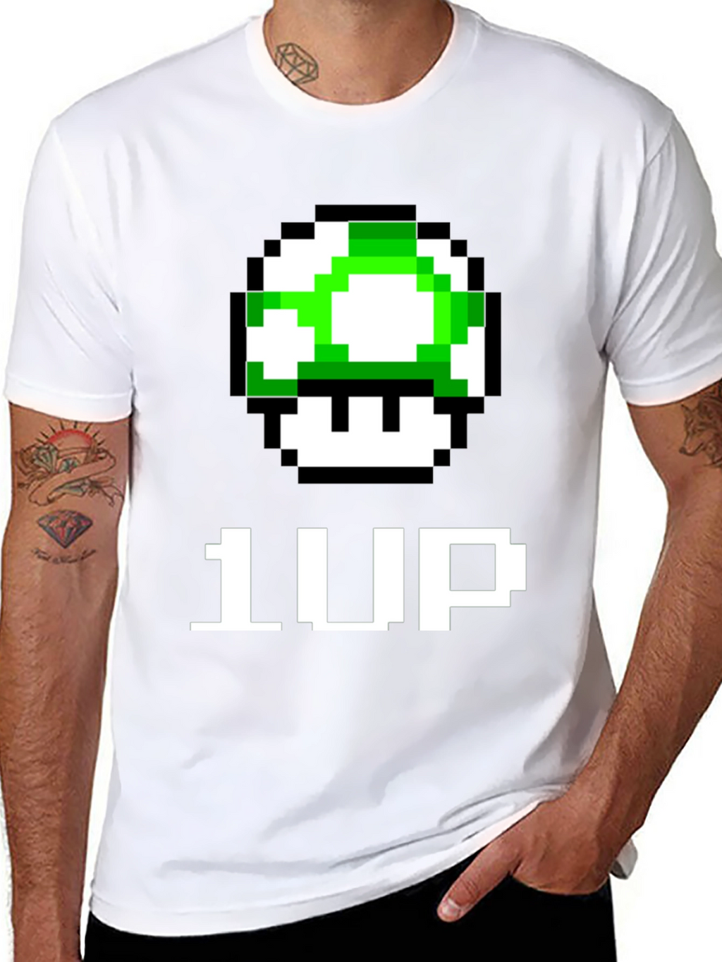 1-Up Pixel Art Black T-Shirt