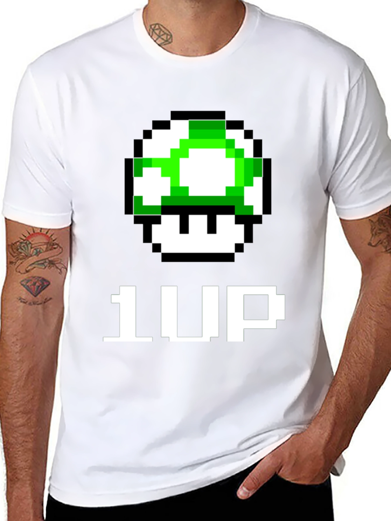 1-Up Pixel Art Black T-Shirt