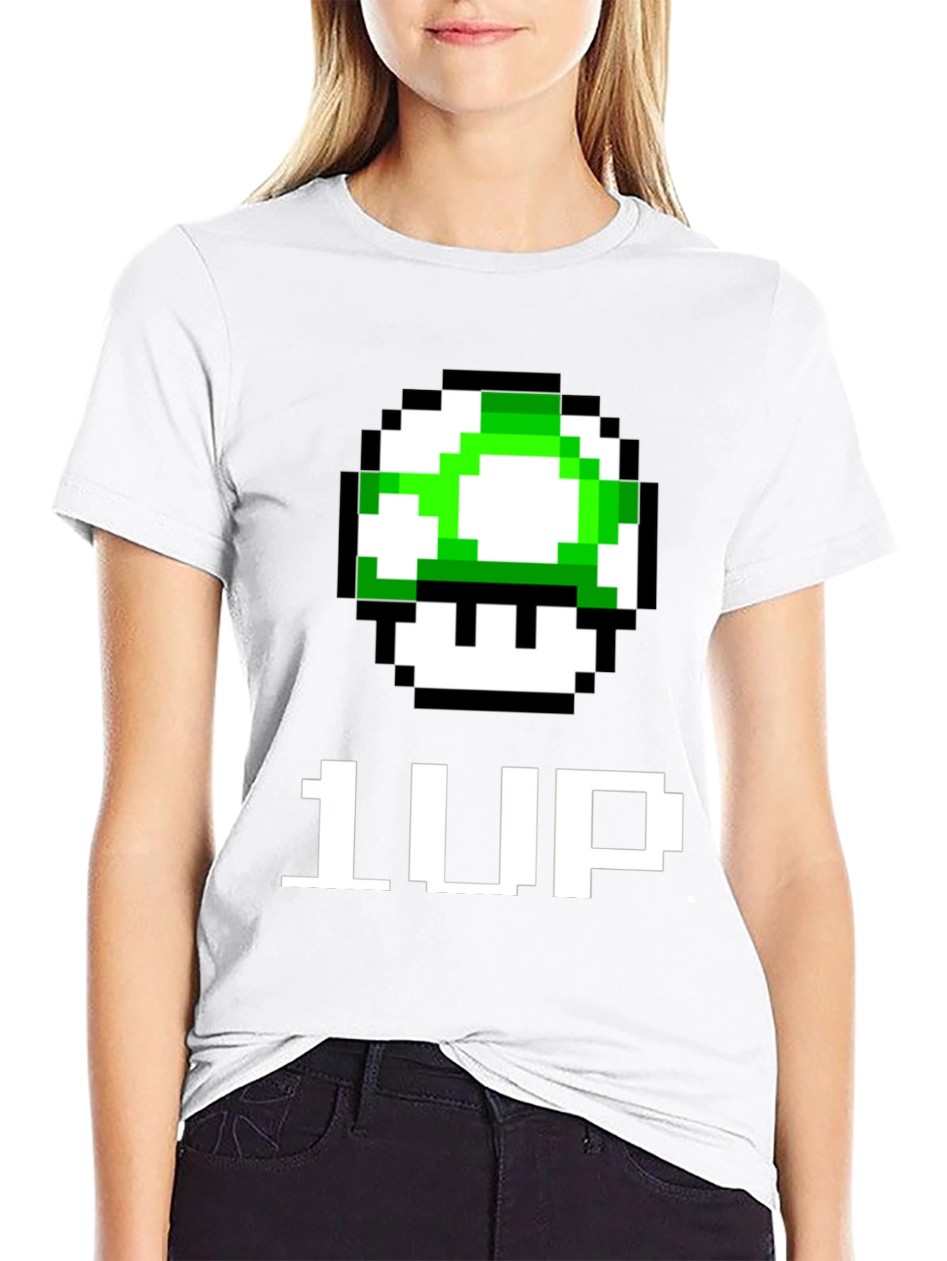 1-Up Pixel Art Black T-Shirt