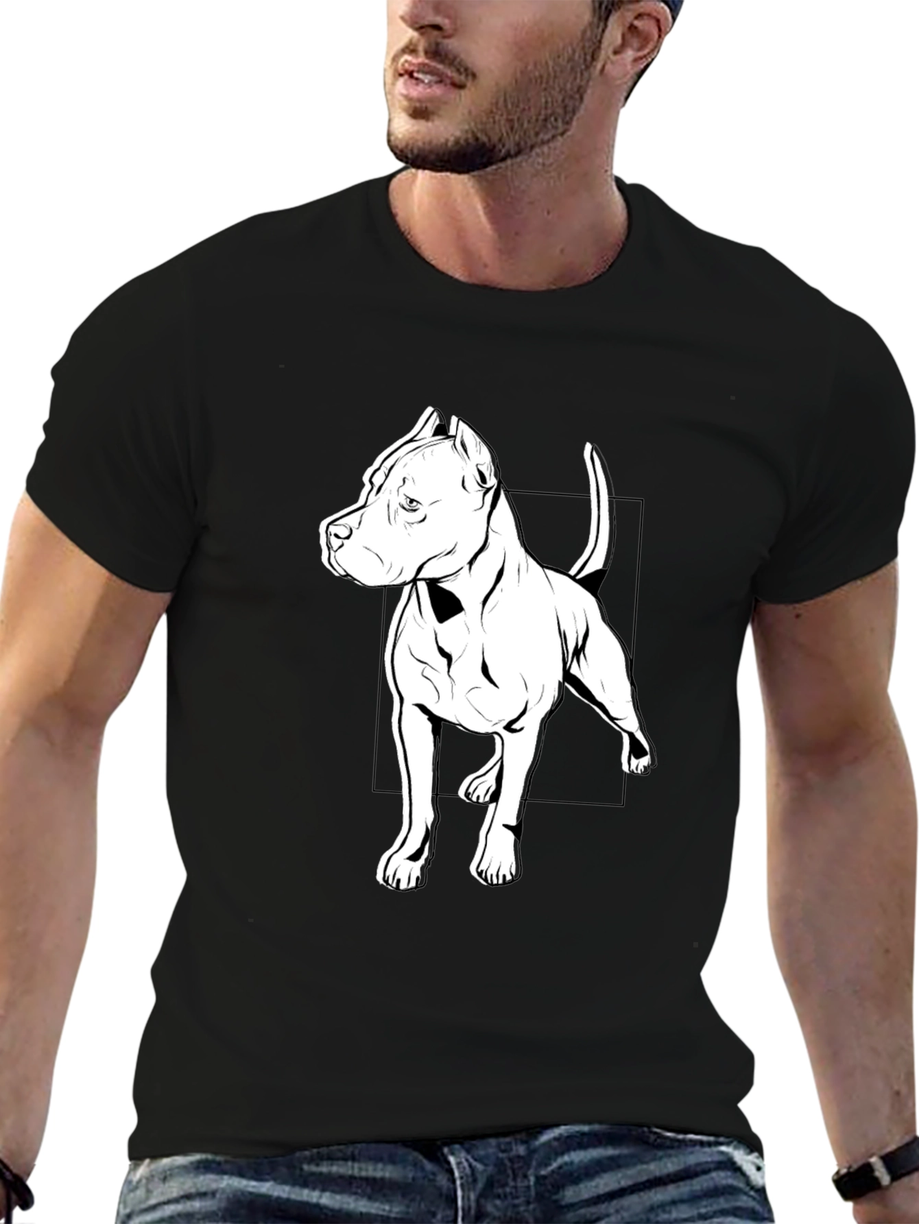 Black Pitbull Dog Graphic Tee - Stylish Casual Wear