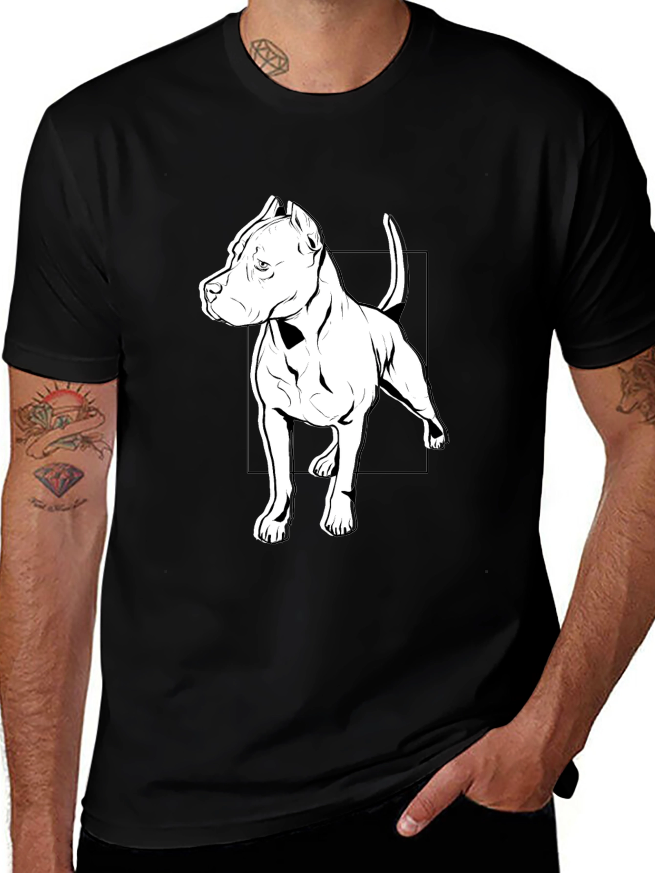 Black Pitbull Dog Graphic Tee - Stylish Casual Wear