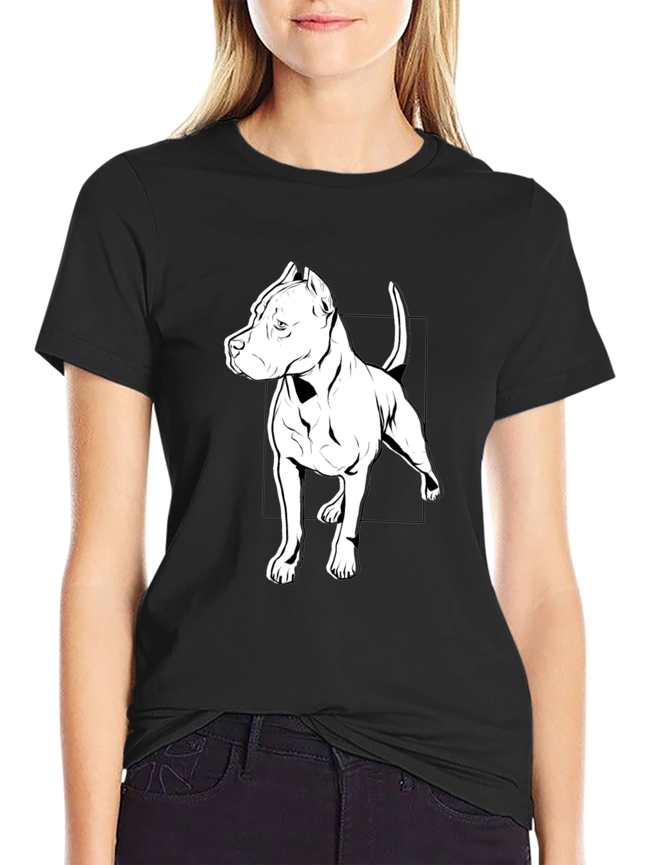Black Pitbull Dog Graphic Tee - Stylish Casual Wear