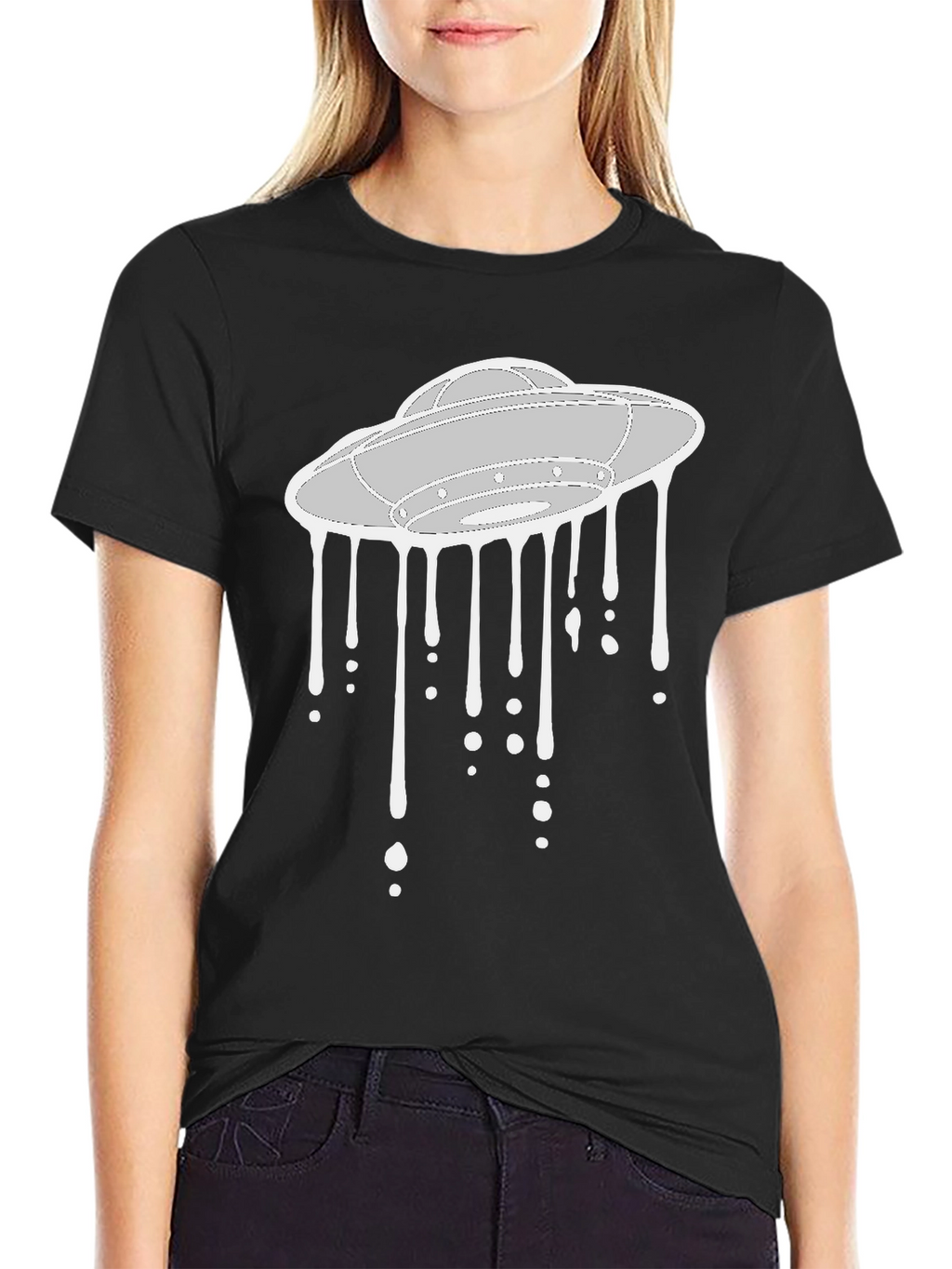UFO Drip Graphic Tee - Modern Sci-Fi Style