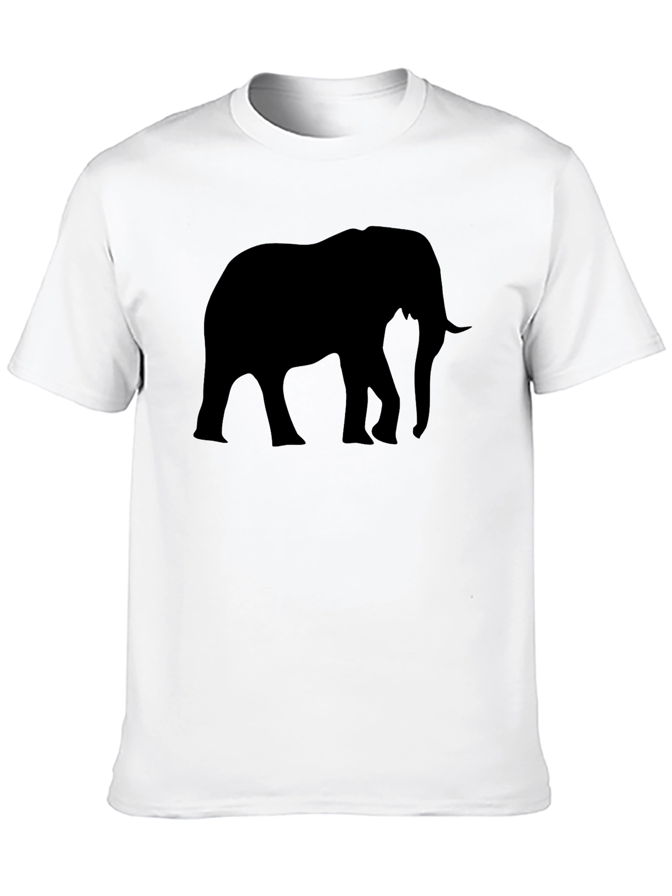 Elephant Silhouette Graphic Tee - Black Cotton Blend