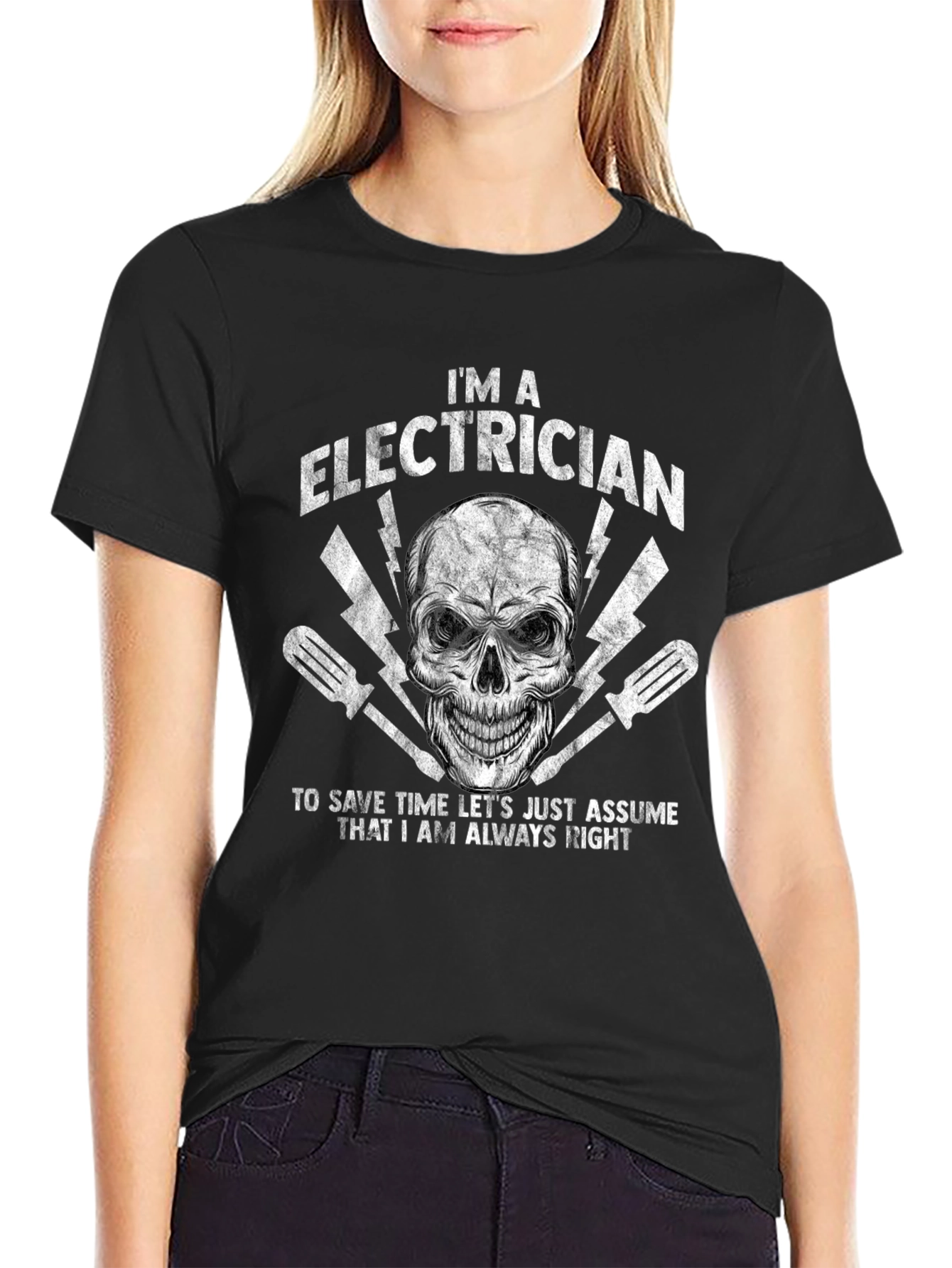 Electrician Skull Graphic T-Shirt - Always Right!