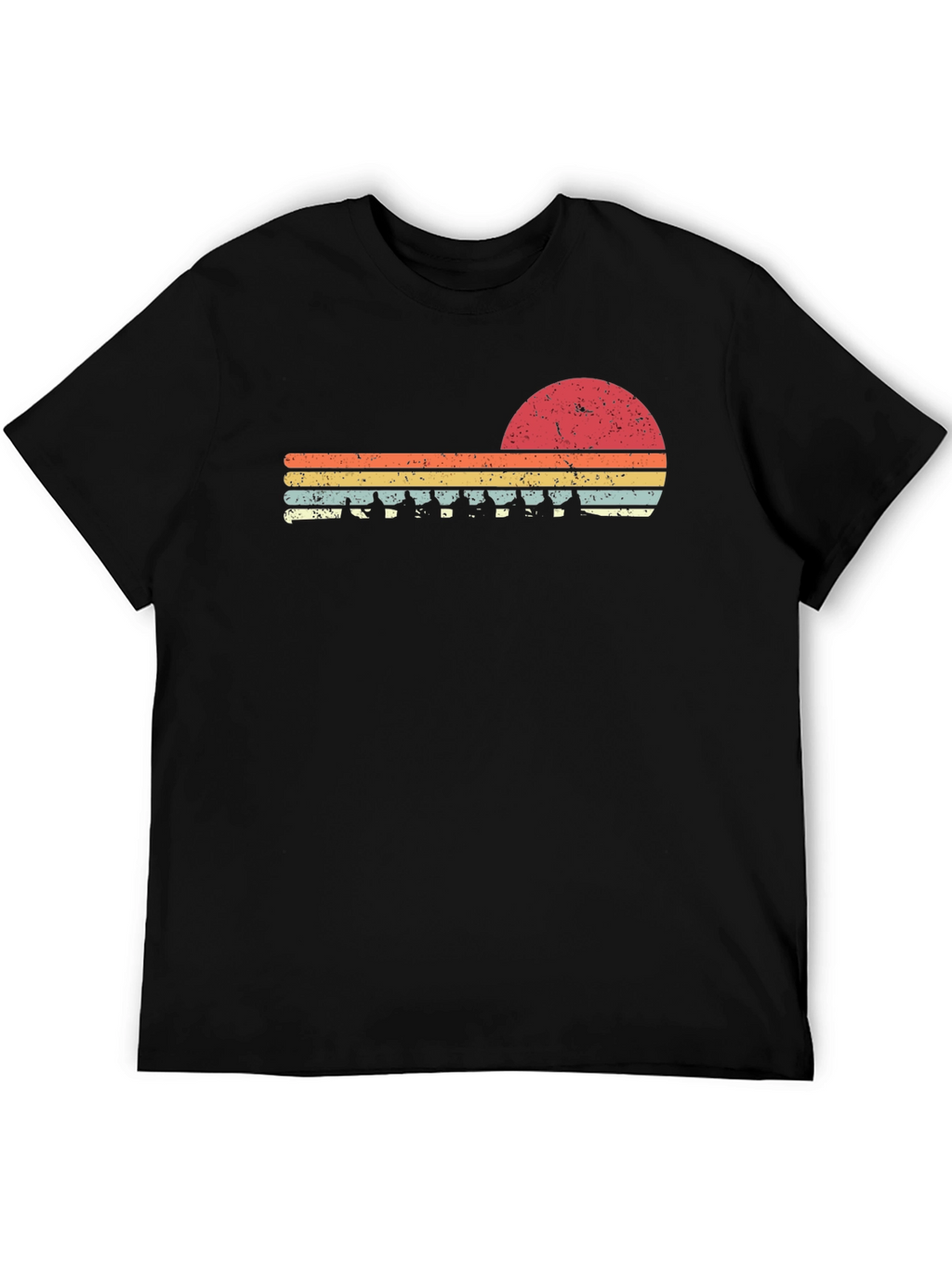 Retro Sunset Rowing Team Graphic T-Shirt