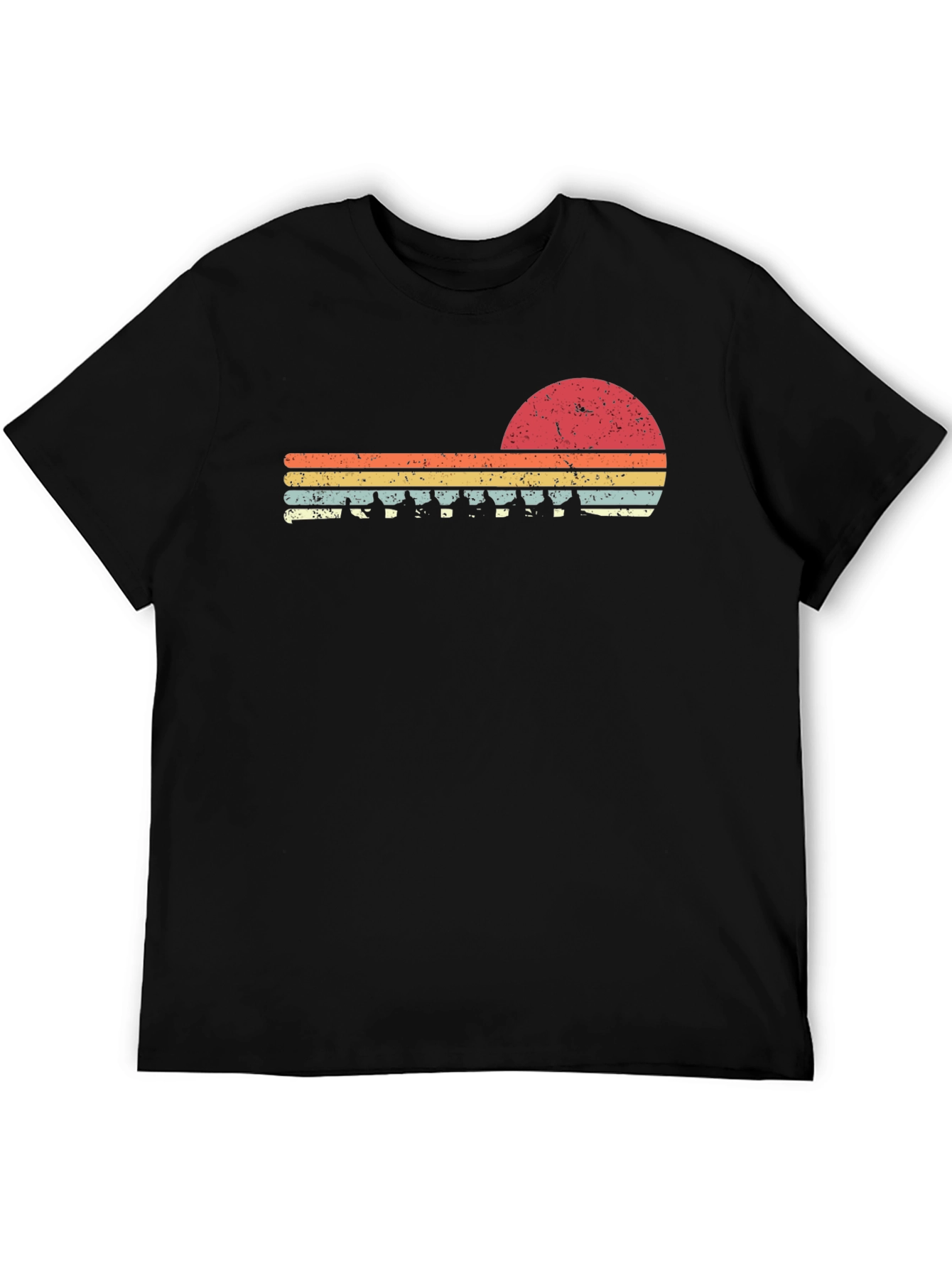 Retro Sunset Rowing Team Graphic T-Shirt