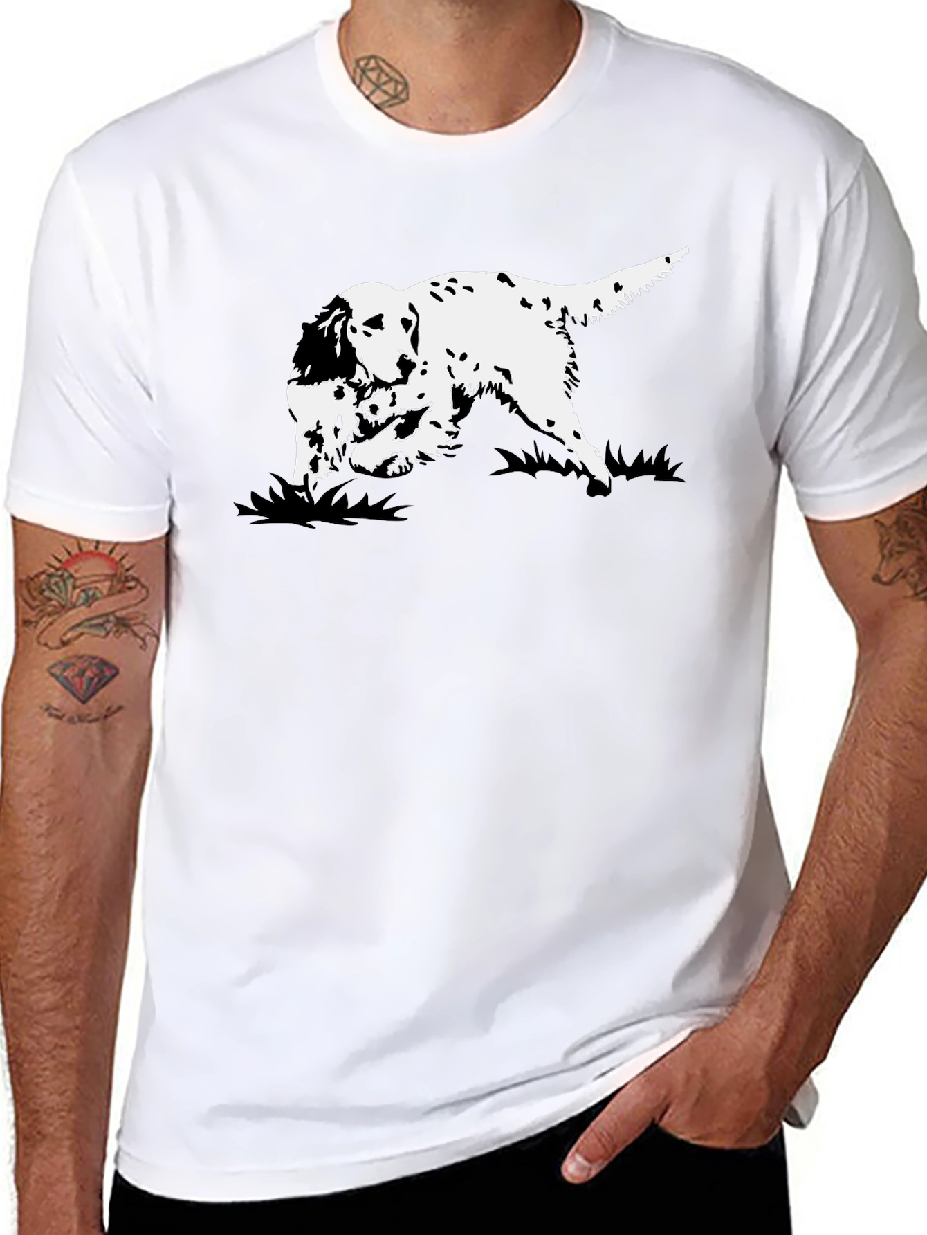 Black Dog Graphic Tee - English Setter Design
