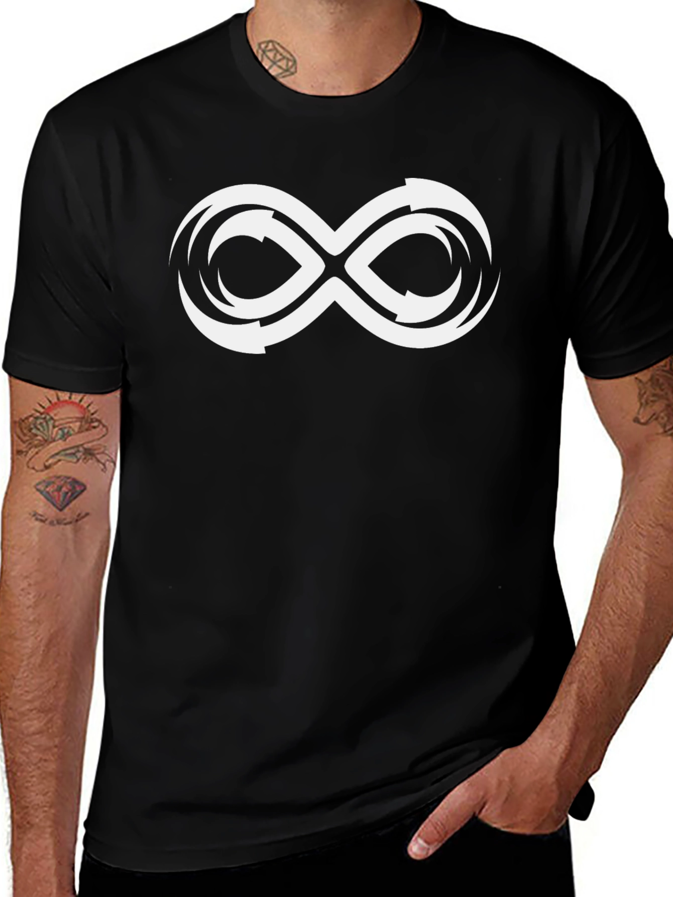 Infinity Symbol Graphic Tee - Black Cotton T-Shirt