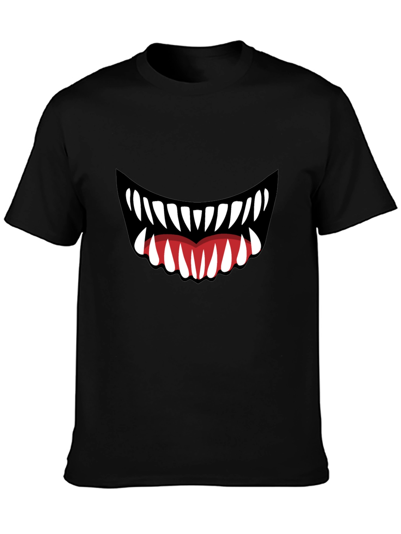Monster Mouth Graphic Tee - Black Cotton T-Shirt