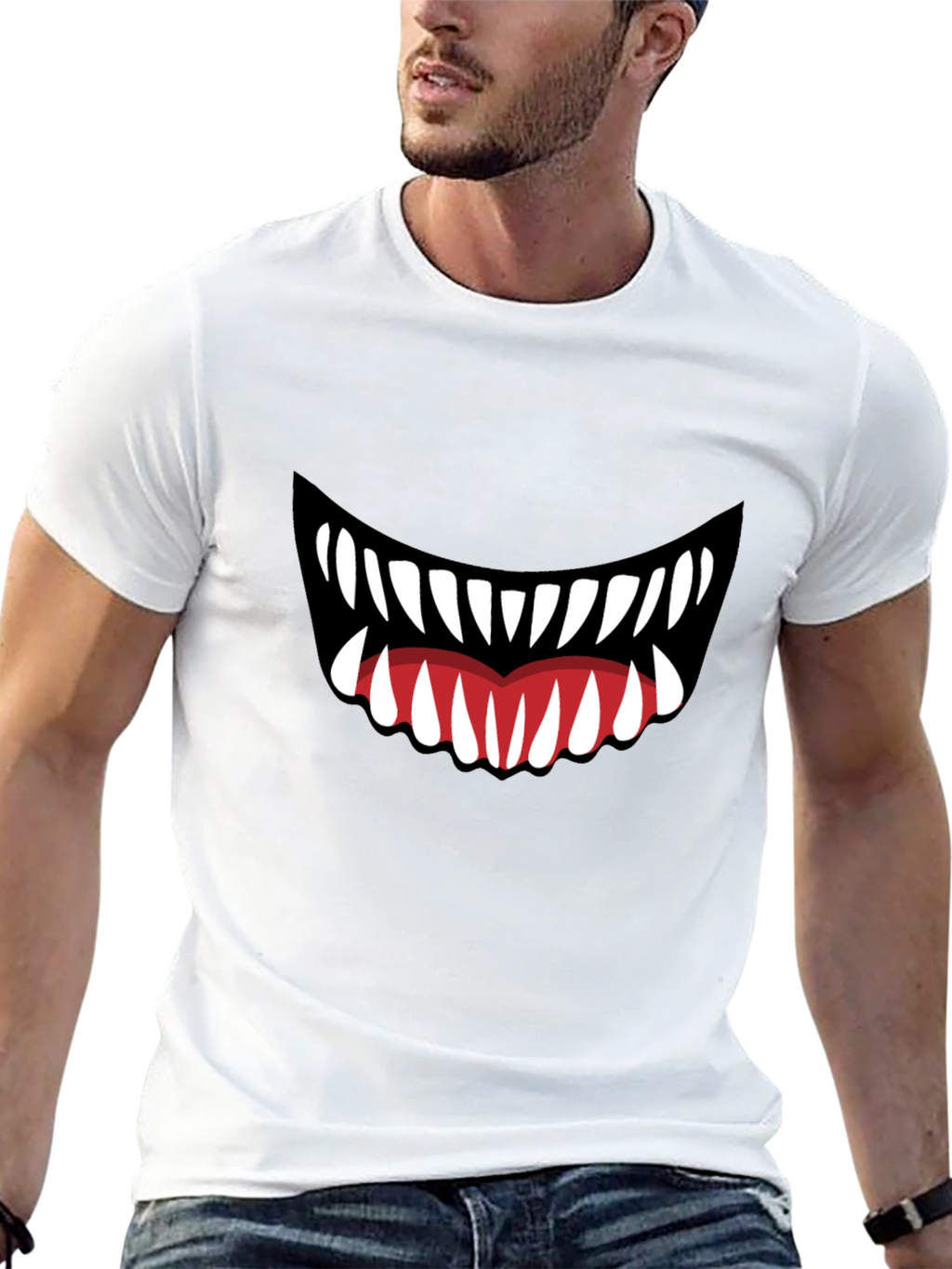 Monster Mouth Graphic Tee - Black Cotton T-Shirt