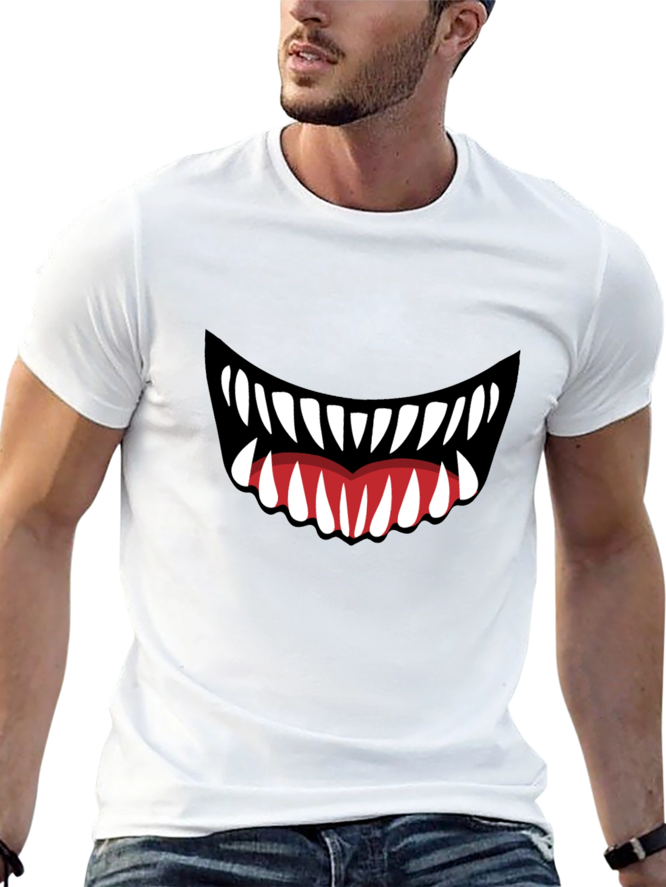 Monster Mouth Graphic Tee - Black Cotton T-Shirt