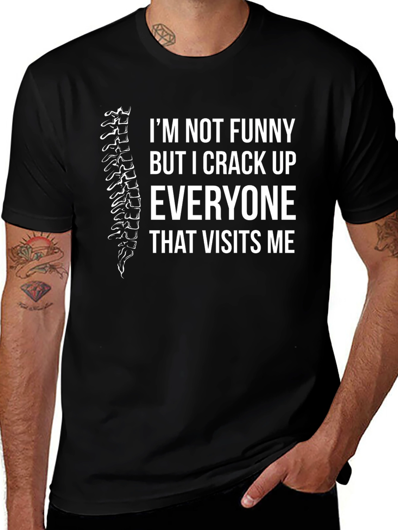 Chiropractor Humor T-Shirt - I Crack Up Everyone Black Tee
