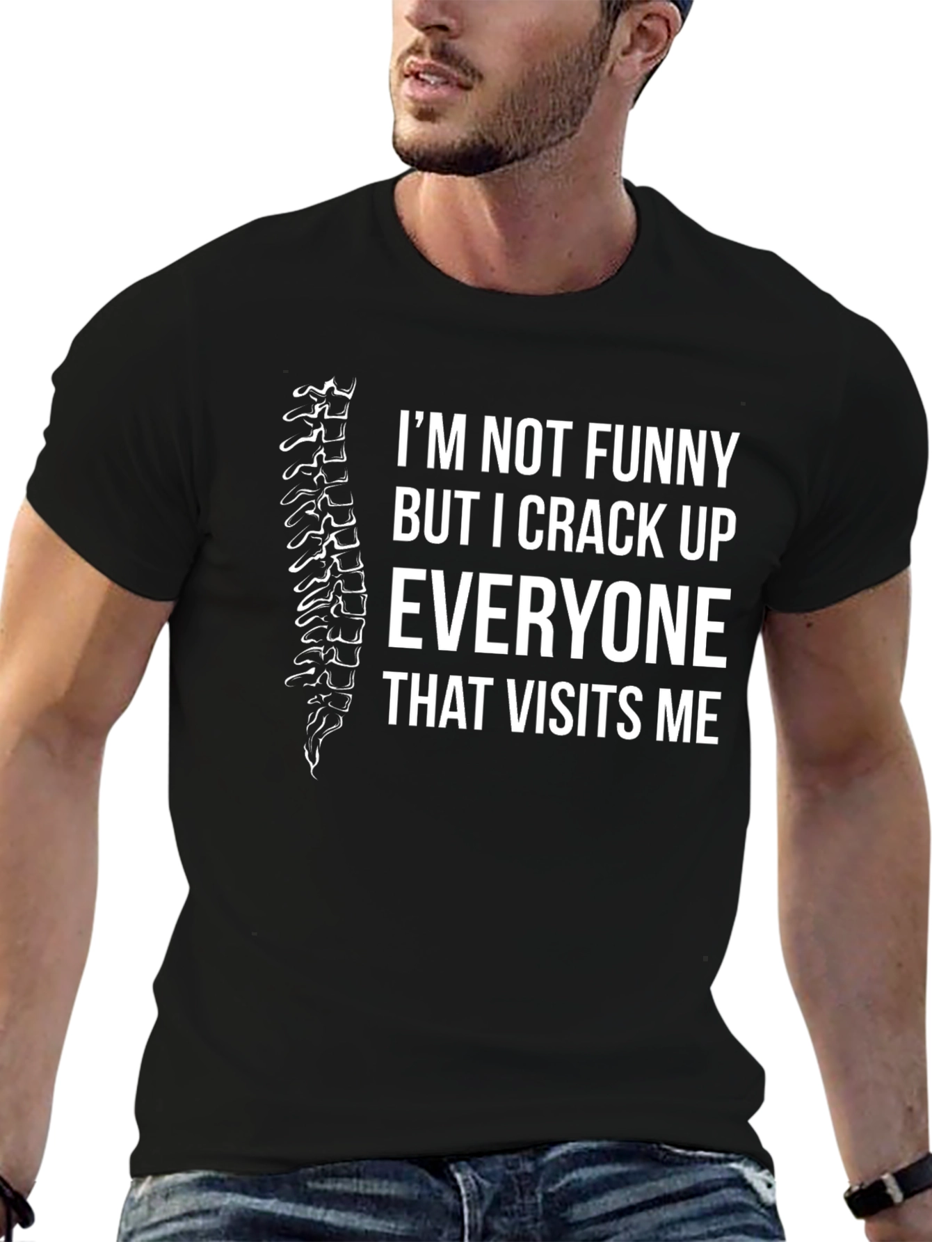 Chiropractor Humor T-Shirt - I Crack Up Everyone Black Tee