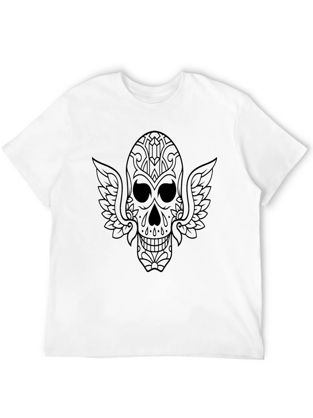 Sugar Skull Winged T-Shirt - Mens Black Tee