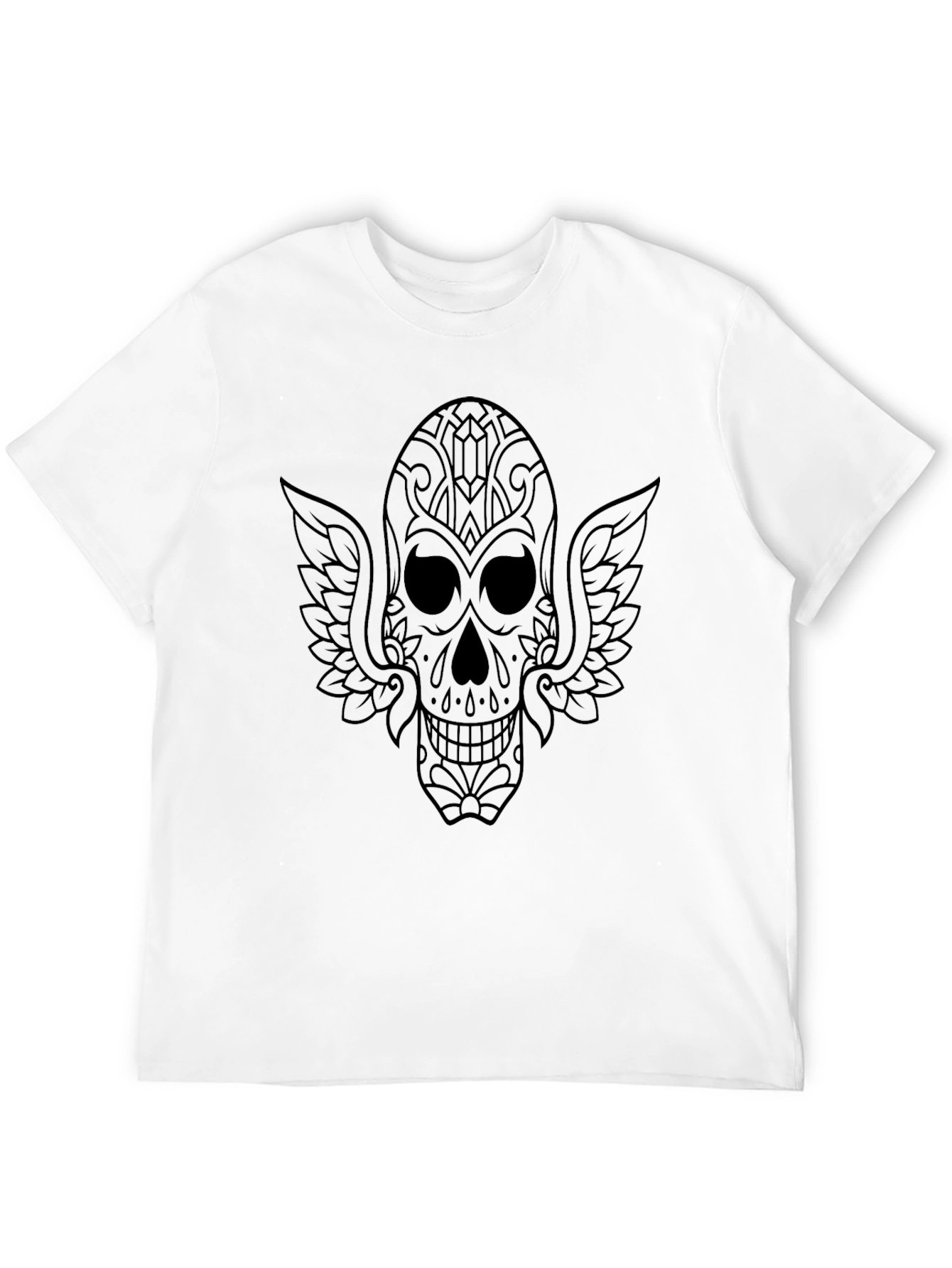 Sugar Skull Winged T-Shirt - Mens Black Tee