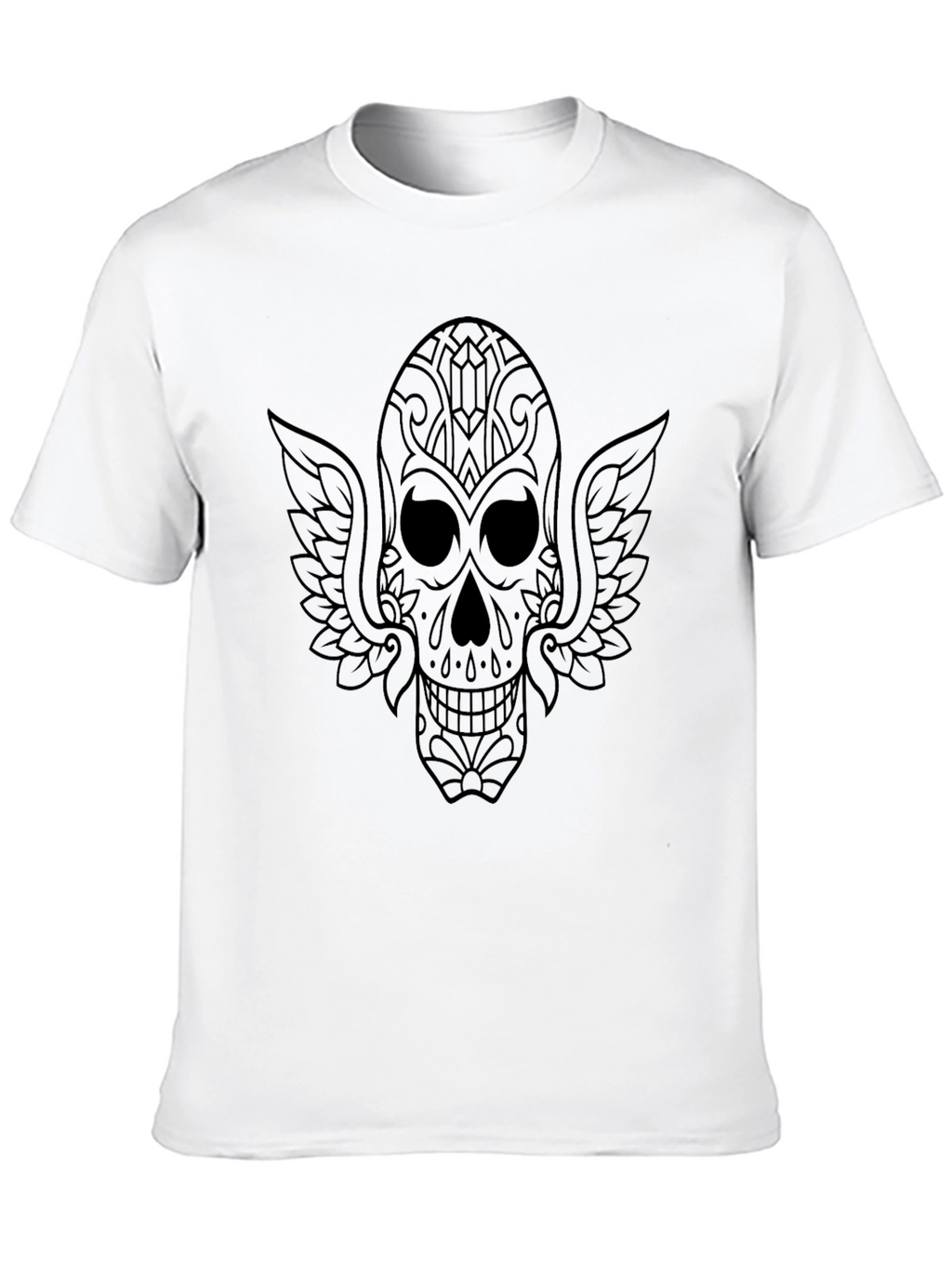 Sugar Skull Winged T-Shirt - Mens Black Tee