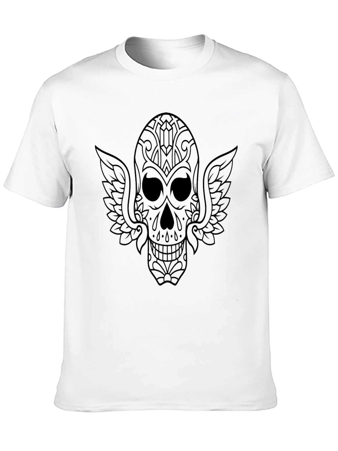 Sugar Skull Winged T-Shirt - Mens Black Tee