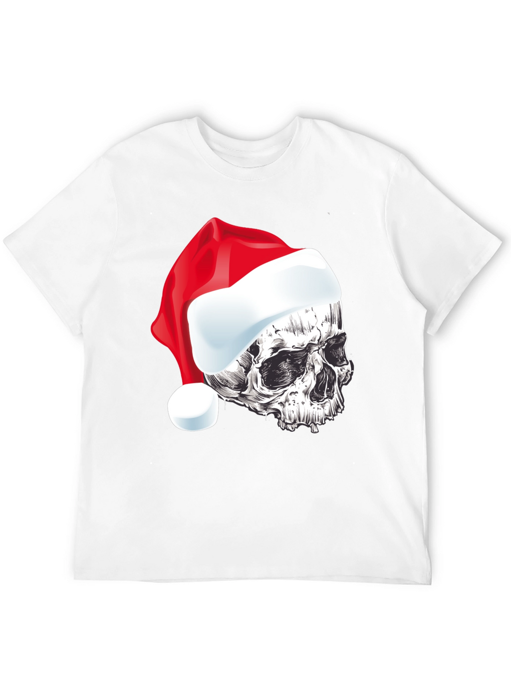 Skull Santa Hat Graphic Tee - Holiday Style
